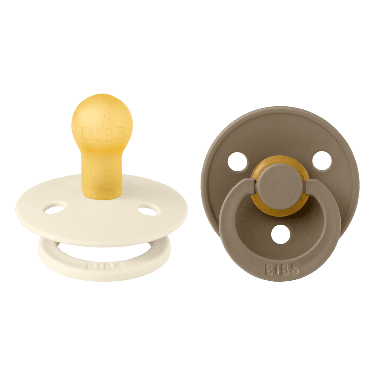 BIBS Colour Fopspeen Rond Latex Maat 1 Ivory/Dark Oak 2 stuks