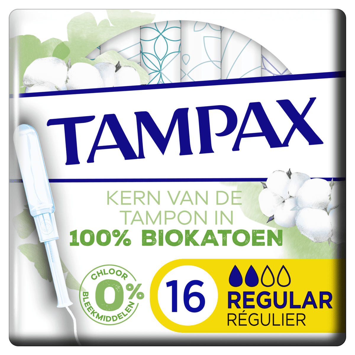 Tampax Cotton Protection Regular Tampons Met Inbrenghuls 16 Stuks 16 EA