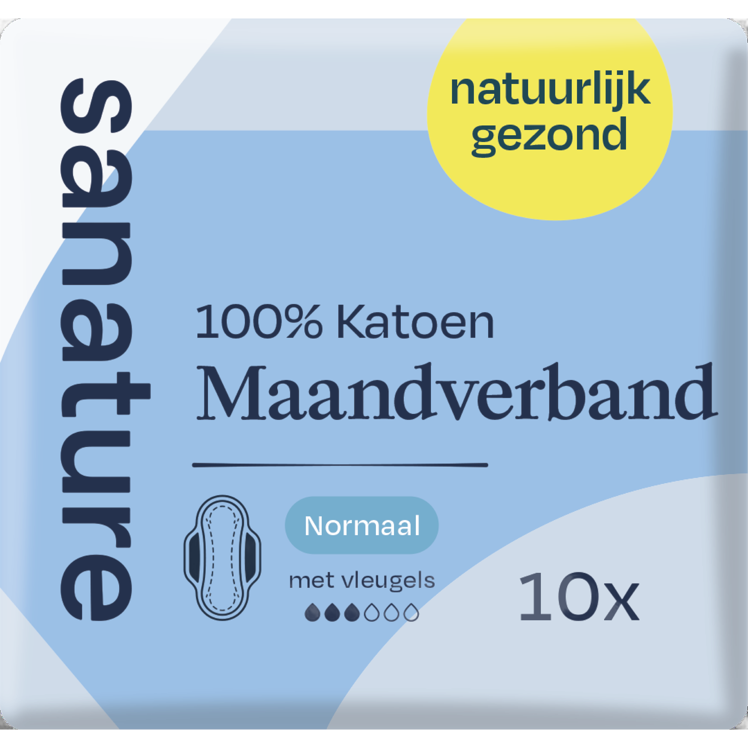Sanature 100% Katoenen Maandverband Ultra Normaal Met Vleugels 10 stuks