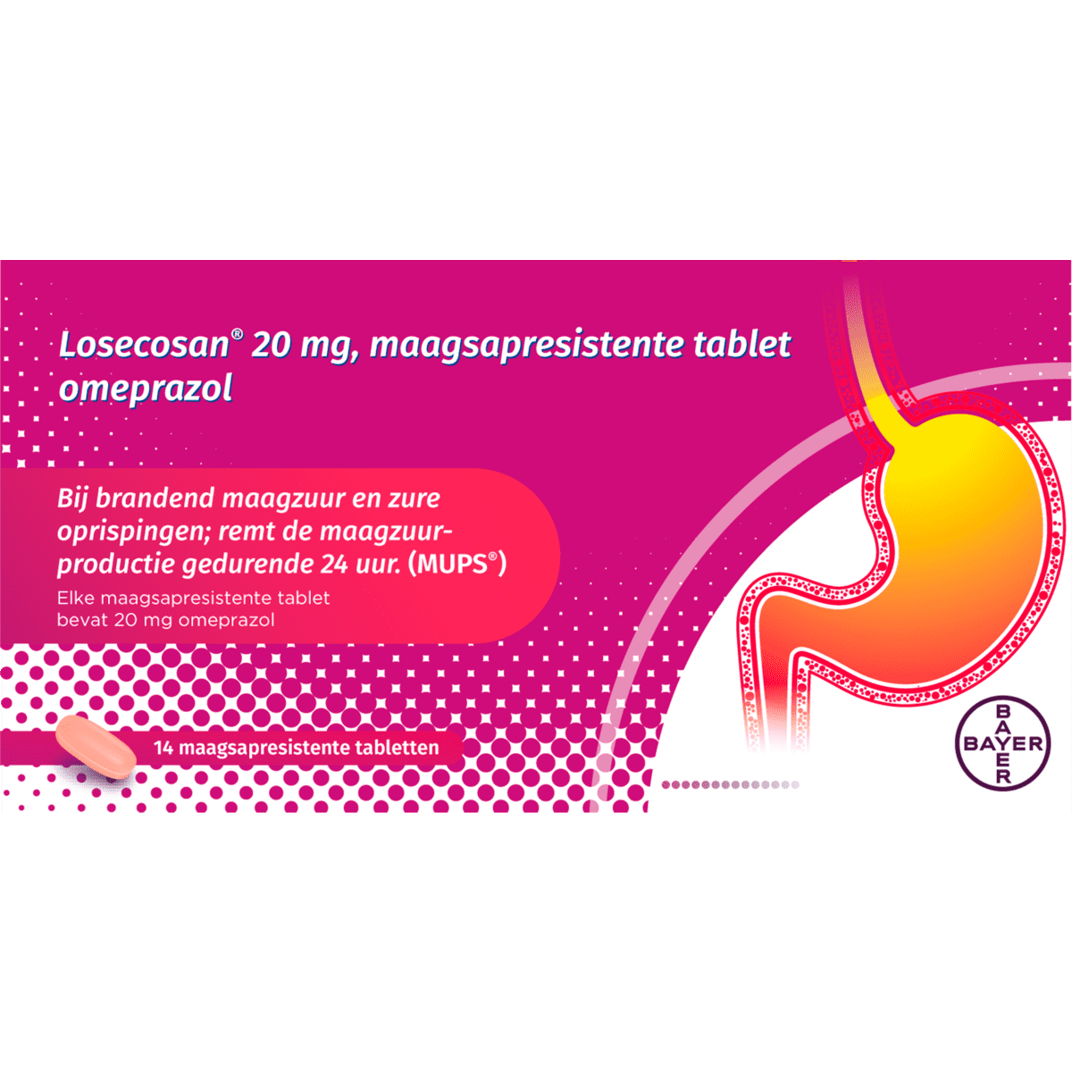Losecosan Tegen Terugkomend Brandend Maagzuur Tabletten 14 stuks
