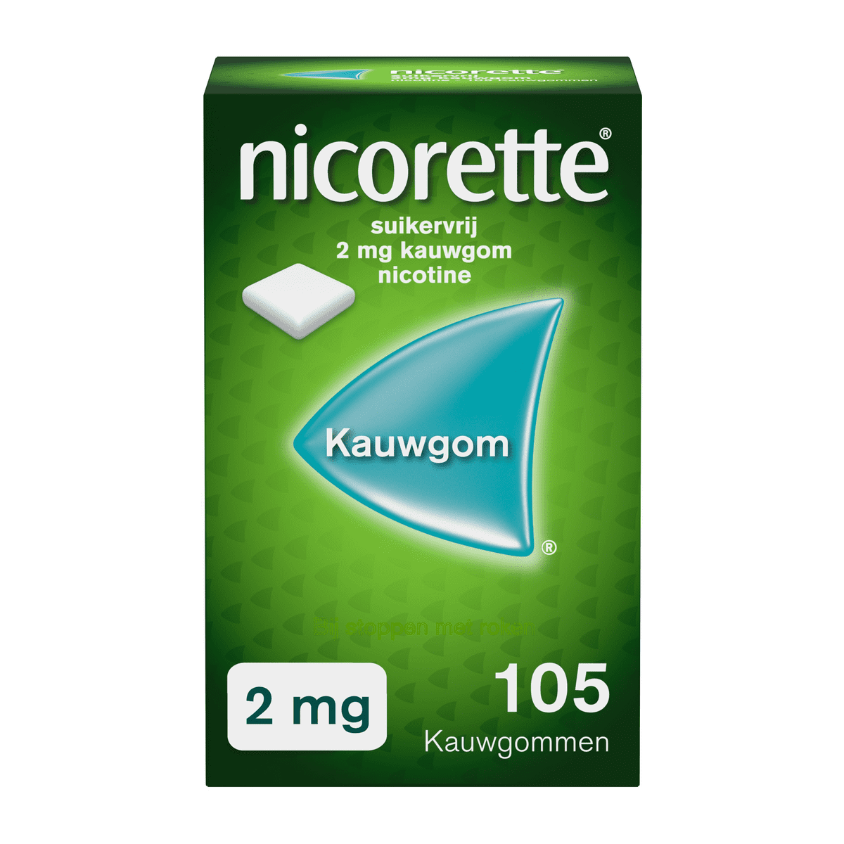 Nicorette Kauwgom Stoppen met Roken Suikervrij 2 MG Nicotine 105 Stuks