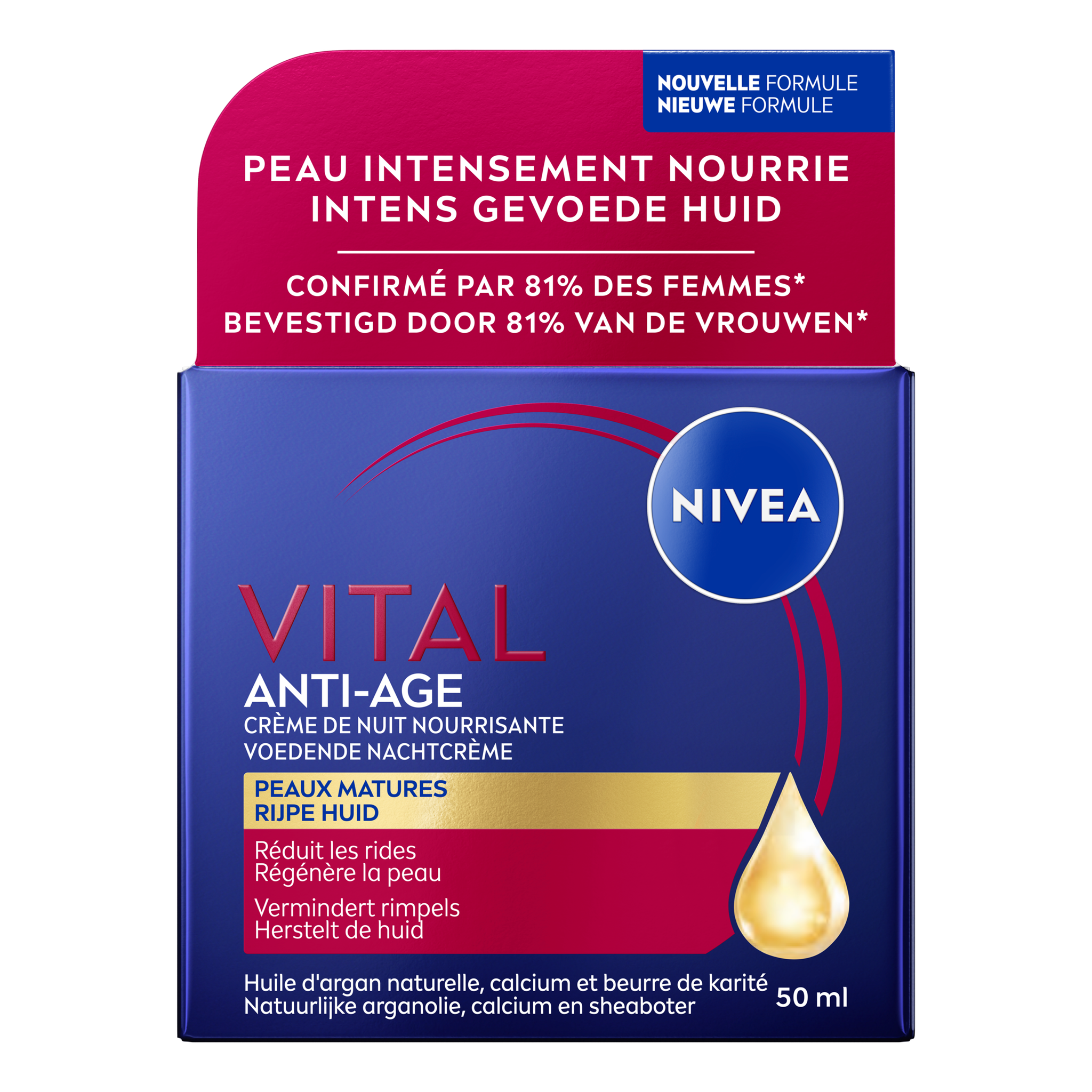 NIVEA Vital Herstellende Nachtcrème Oudere Huid 50 ML