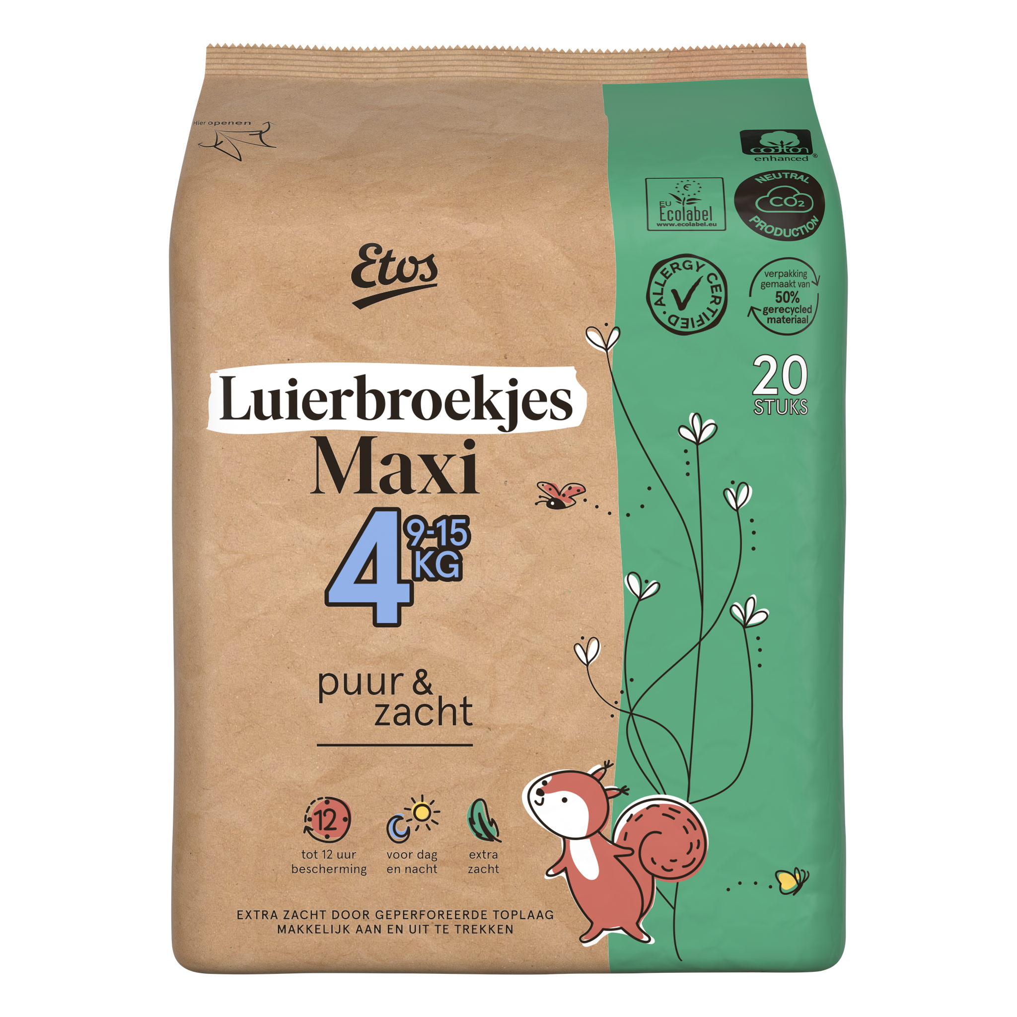 Etos Puur & Zacht Luierbroekjes Maxi Maat 4 9-15 kg 20 stuks