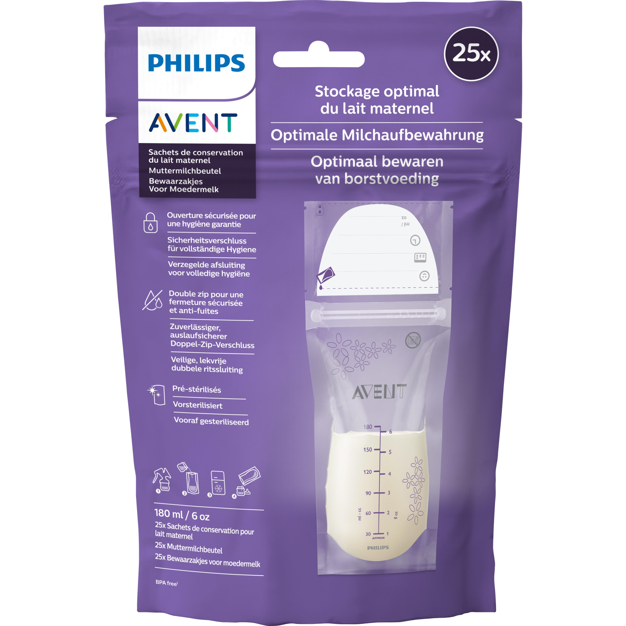 Philips Avent Bewaarzakken Moedermelk SCF603/25 25 stuks