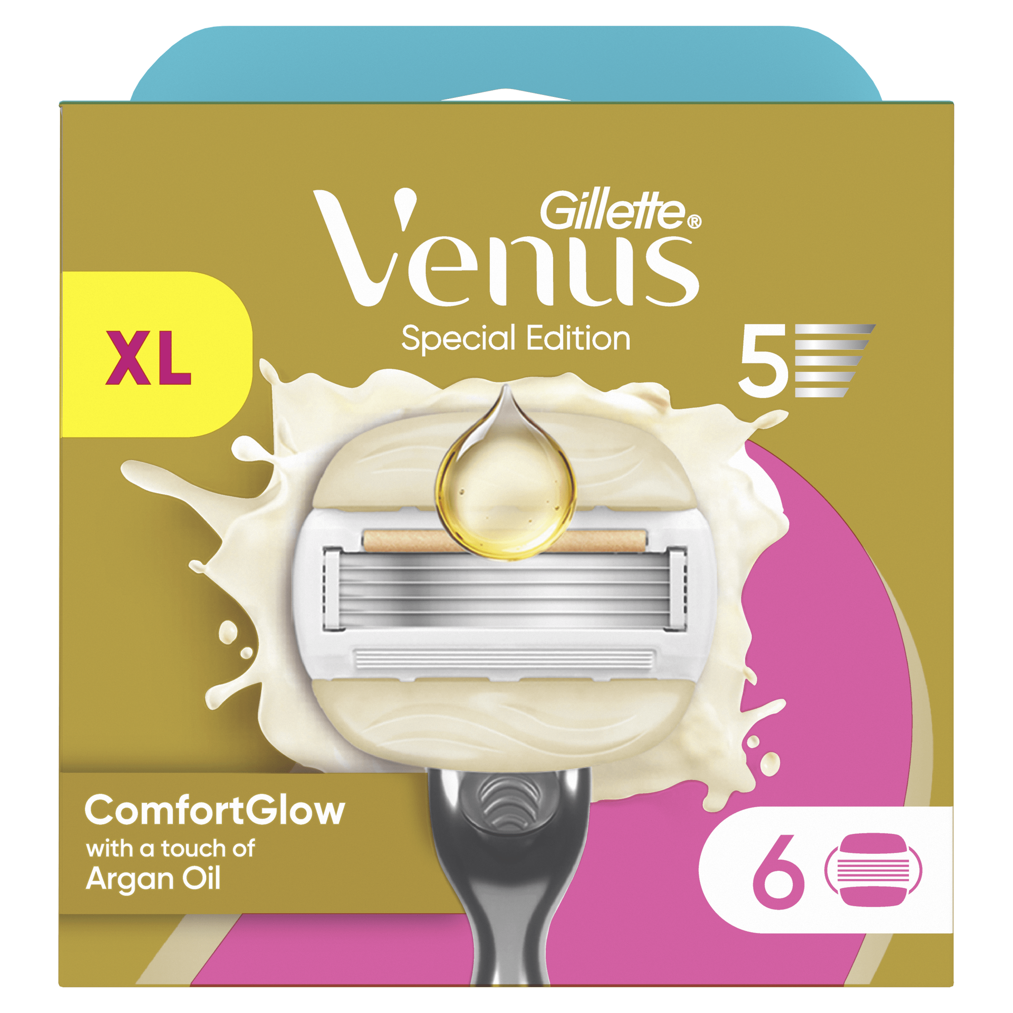 Gillette Venus ComfortGlow Argan Olie Navulmesjes 6 stuks
