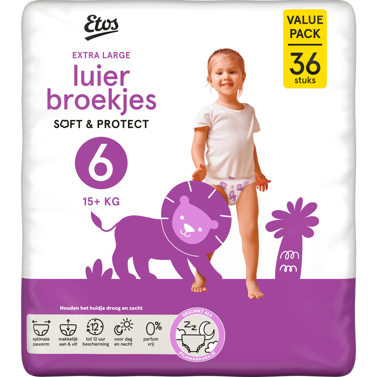 Etos Luierbroekjes Extra Large Maat 6 15+ kg Value Pack 36 stuks