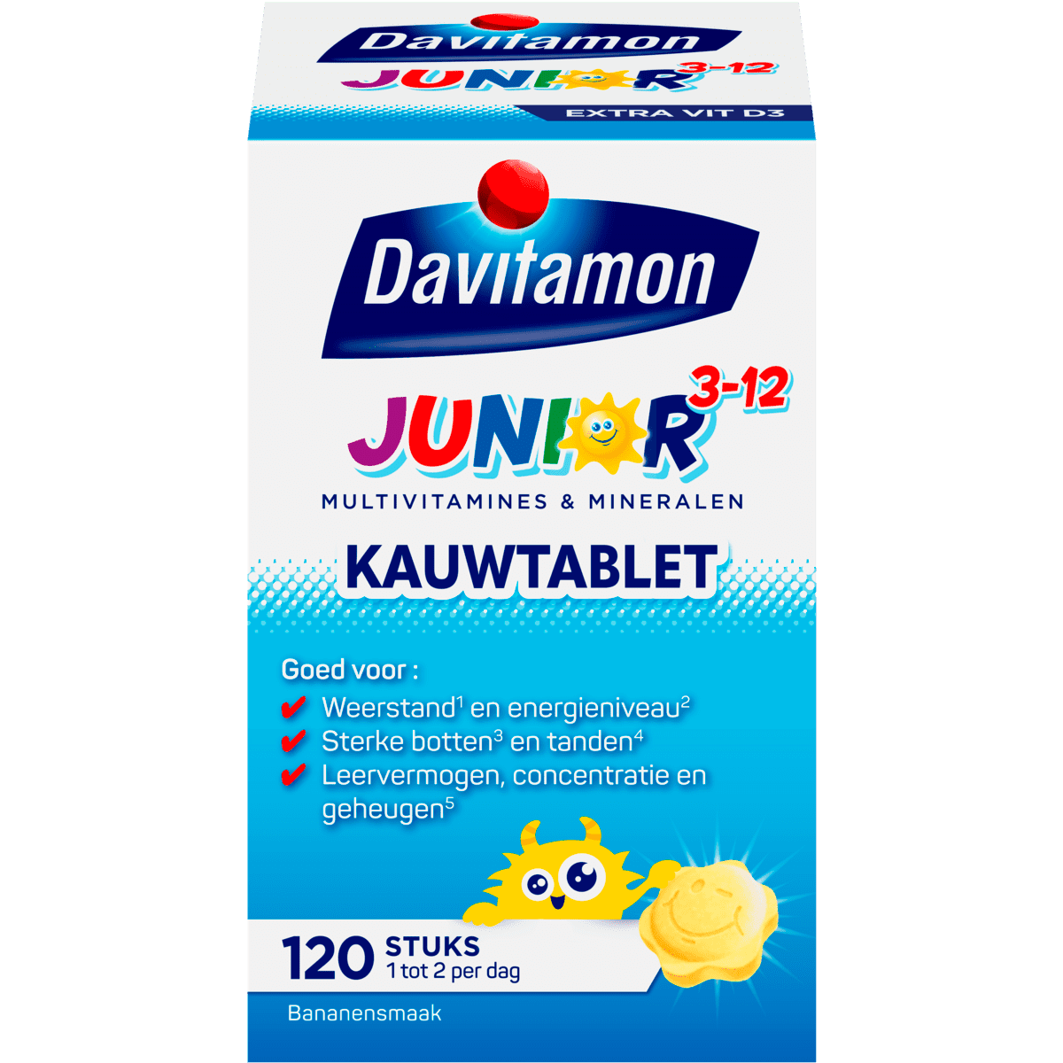 Davitamon Junior 3-12 Kauwtabletten Bananensmaak 120 stuks