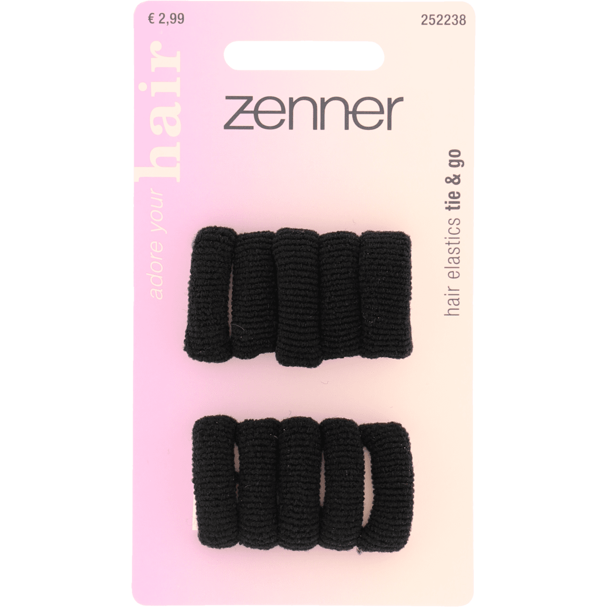 Zenner Haarelastiek Rollup Zwart 10 stuks