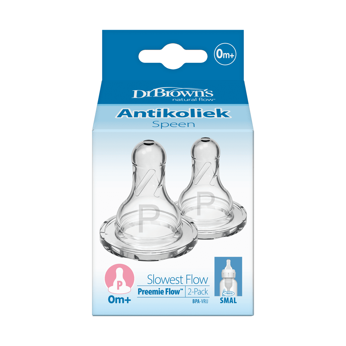 Dr. Brown’s Flesspeen Prematuur 0+ Maanden Smalle Halsfles 2 stuks