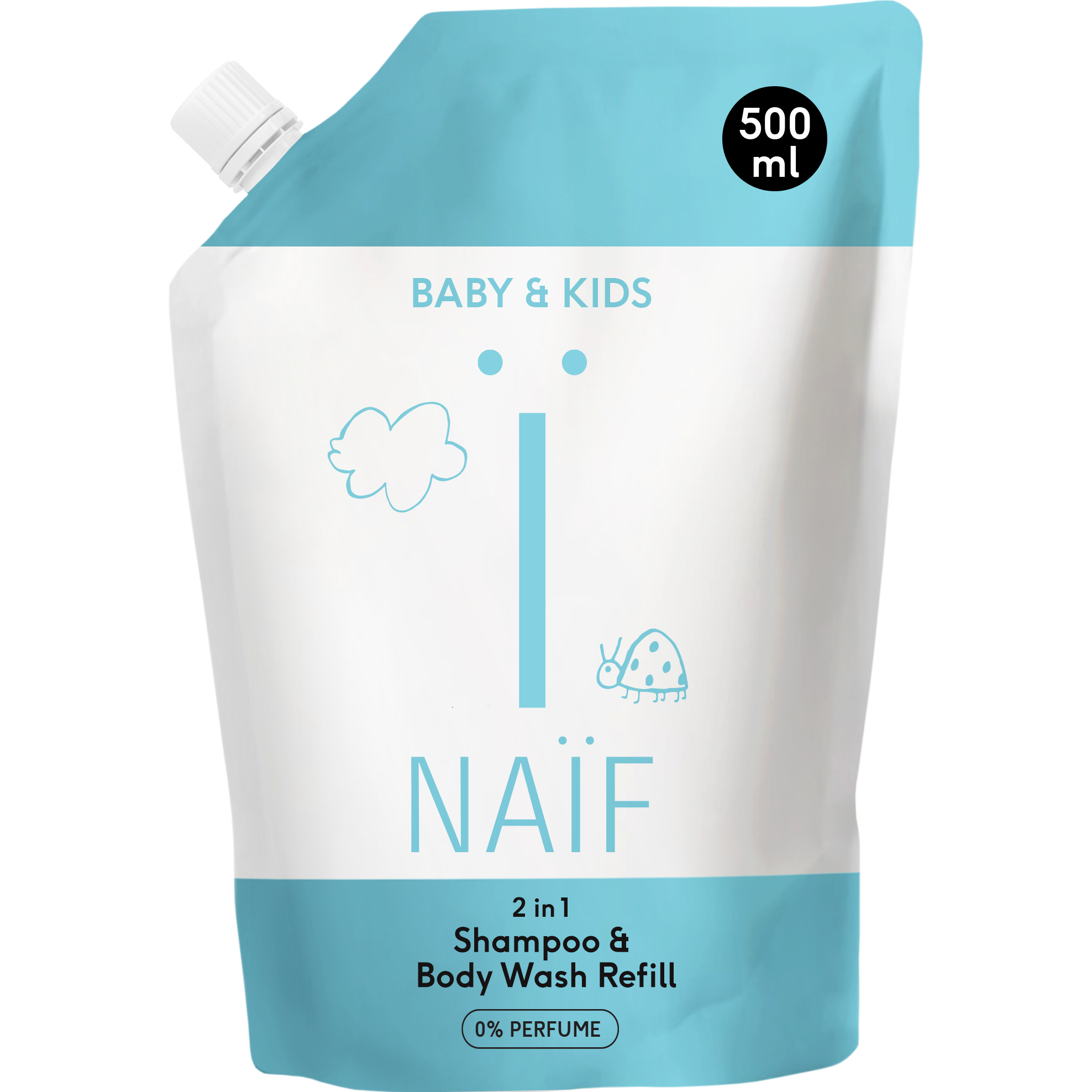 Naïf Baby & Kids 2-In-1 Shampoo & Body Wash 0% Parfum Navulverpakking 500 ML