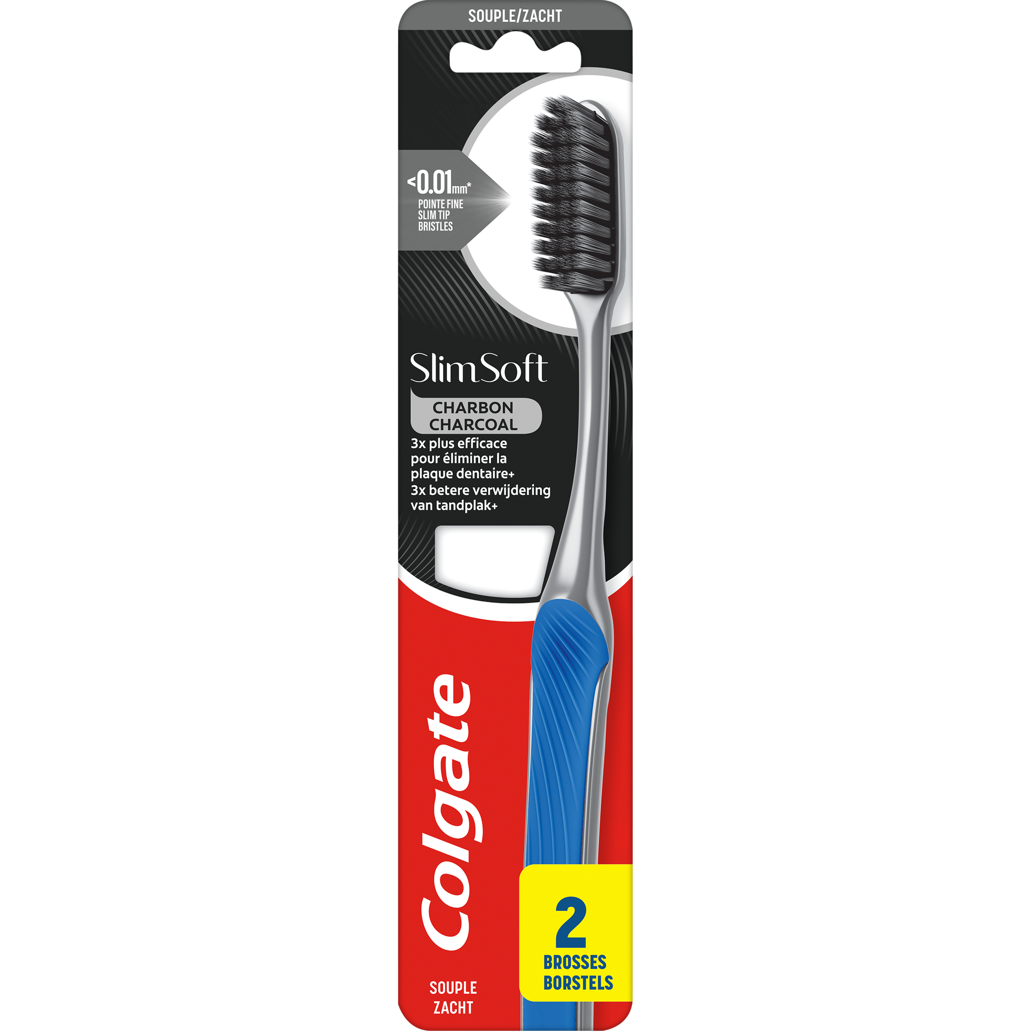 Colgate Slim Soft Charcoal Tandenborstels 2 stuks