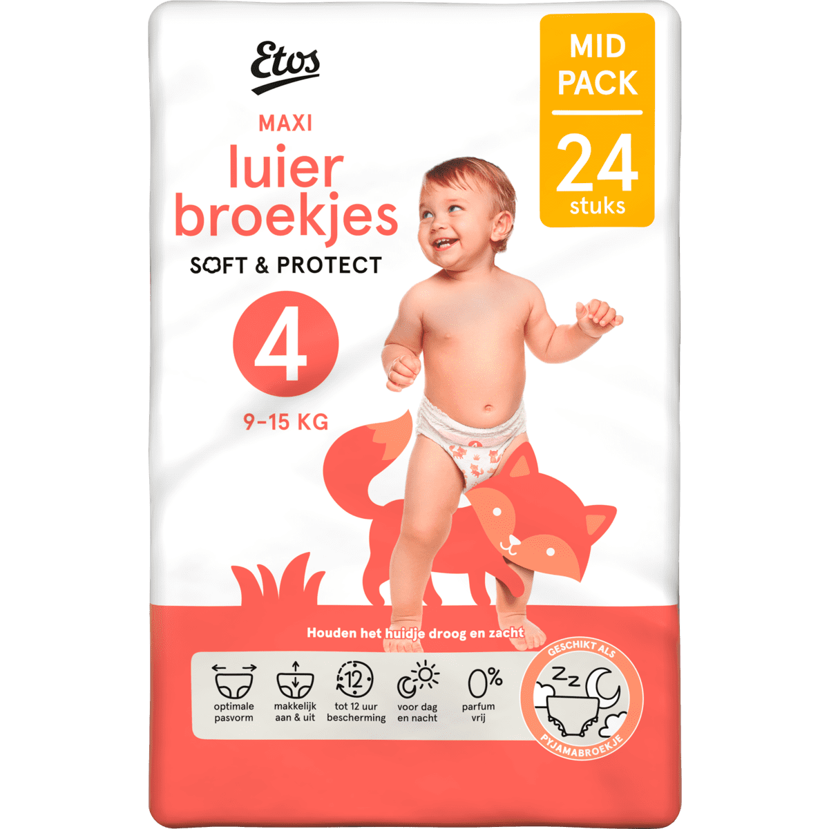Etos Luierbroekjes Maxi Maat 4 9-15 kg Mid Pack 24 stuks