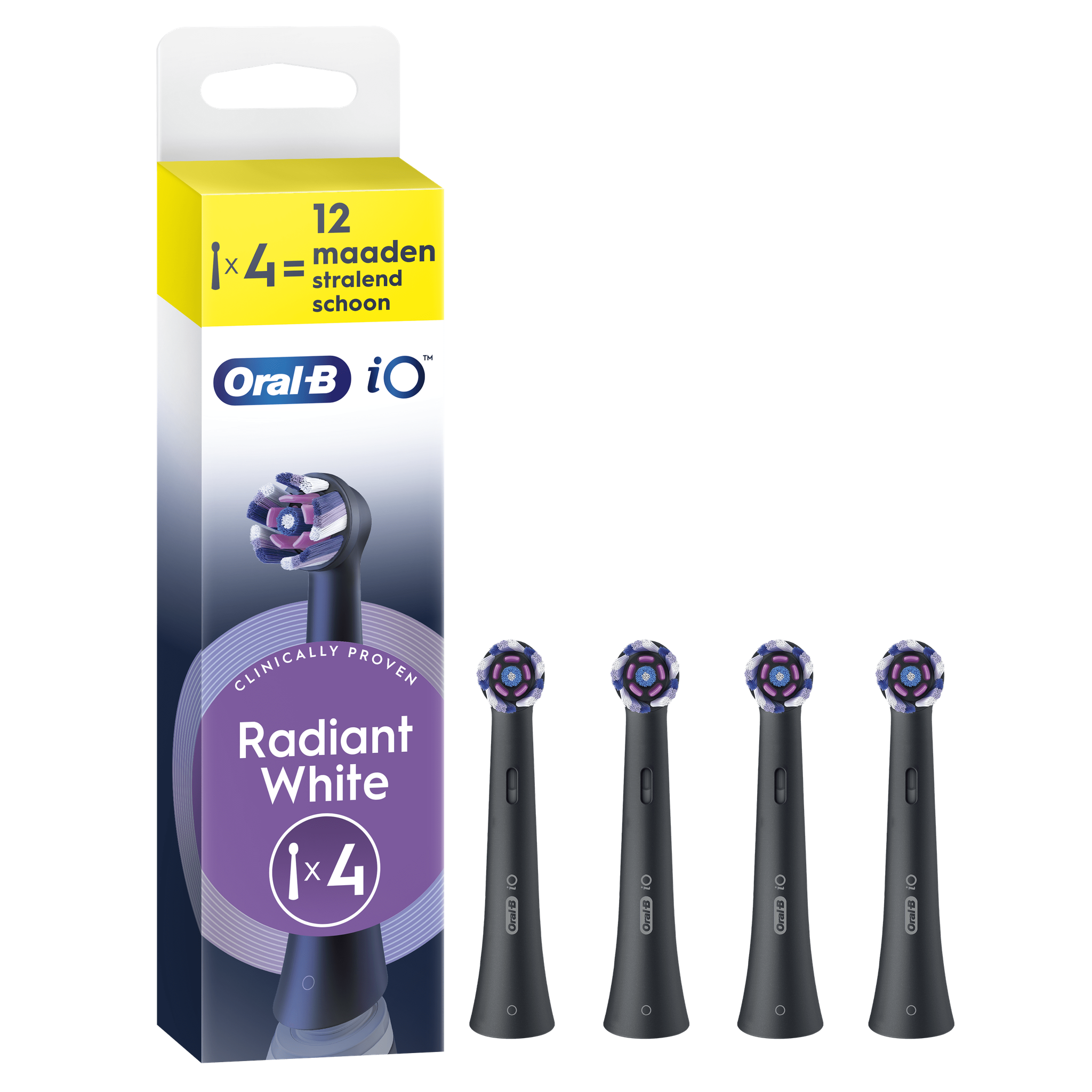 Oral-B iO Radiant White Opzetborstels Zwart 4 Stuks