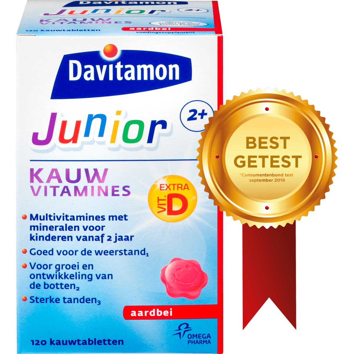 Davitamon Junior 3-12 Kauwtabletten Framboos 120 EA | Etos