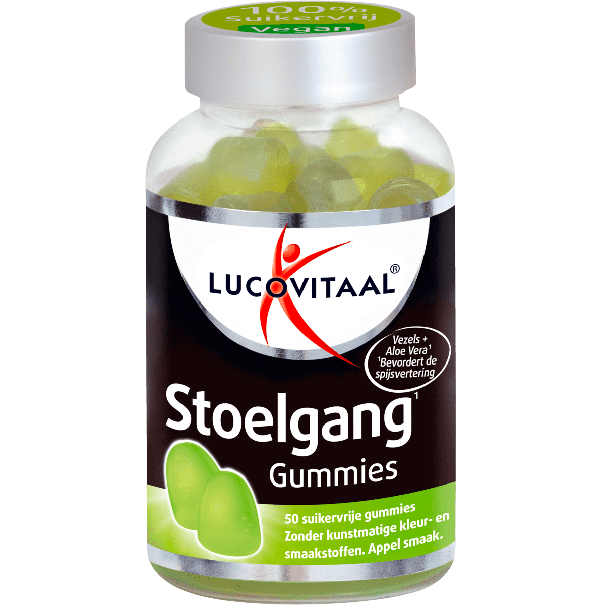 Lucovitaal Stoelgang Suikervrije Gummies Appel 50 stuks