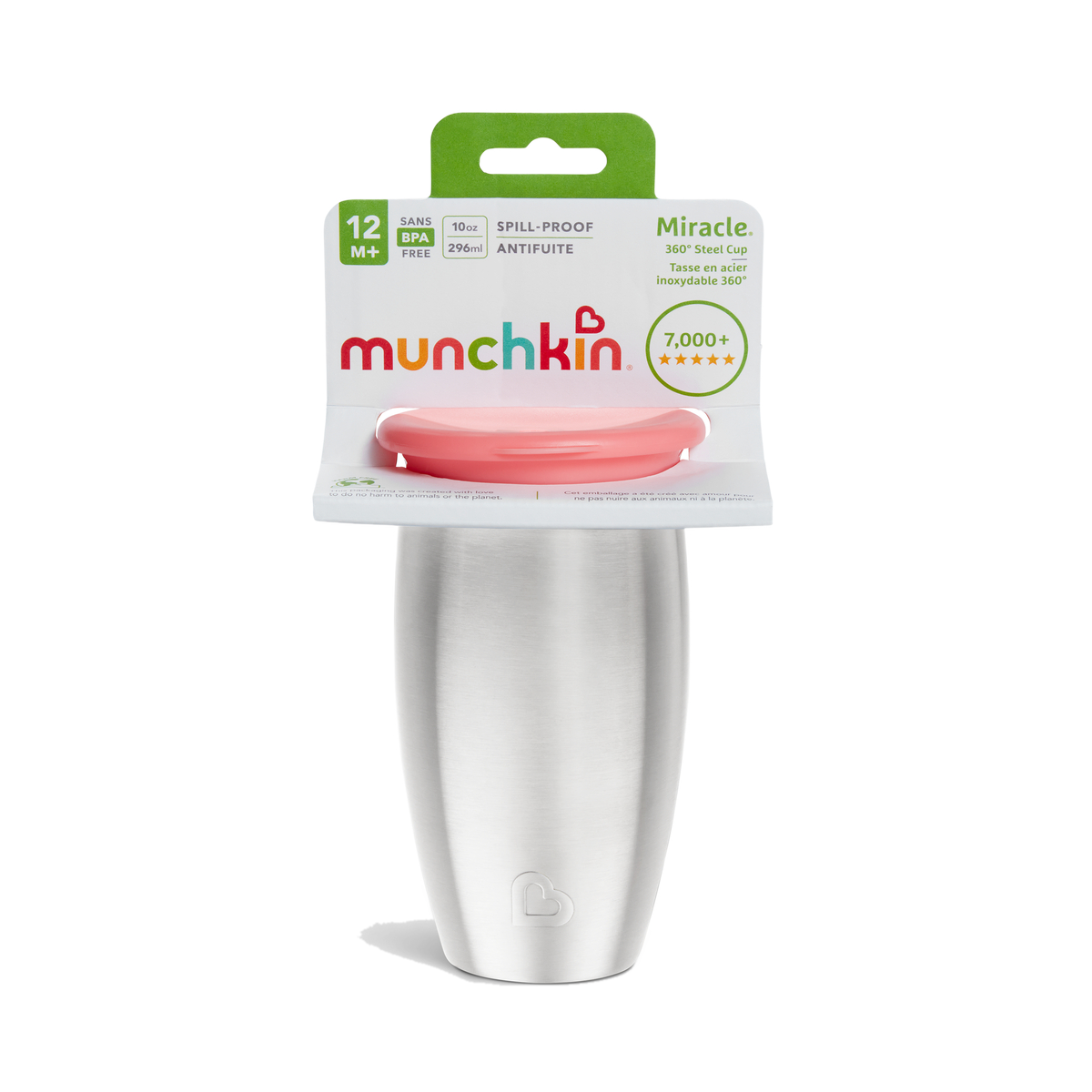Munckin Drinkbeker Miracle Sippy Cup Roestvrij Staal Roze 296 ML