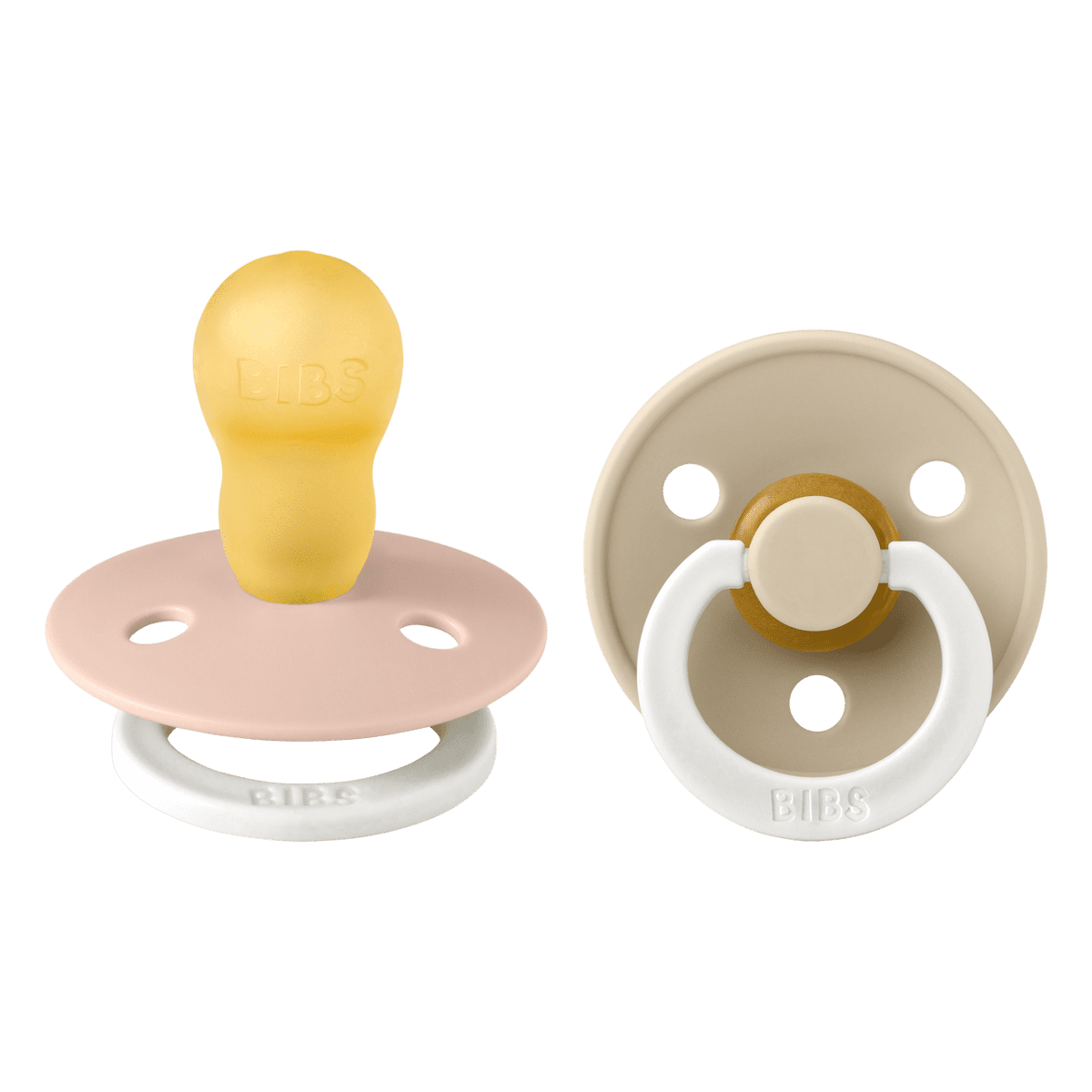 BIBS Glow In The Dark Fopspeen Rond Latex Maat 3 Blush/Vanilla 2 stuks