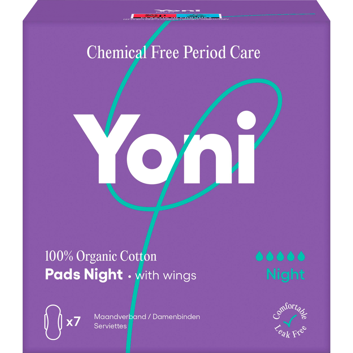 Yoni Maandverband Night 100% Biologisch Katoen 7 stuks