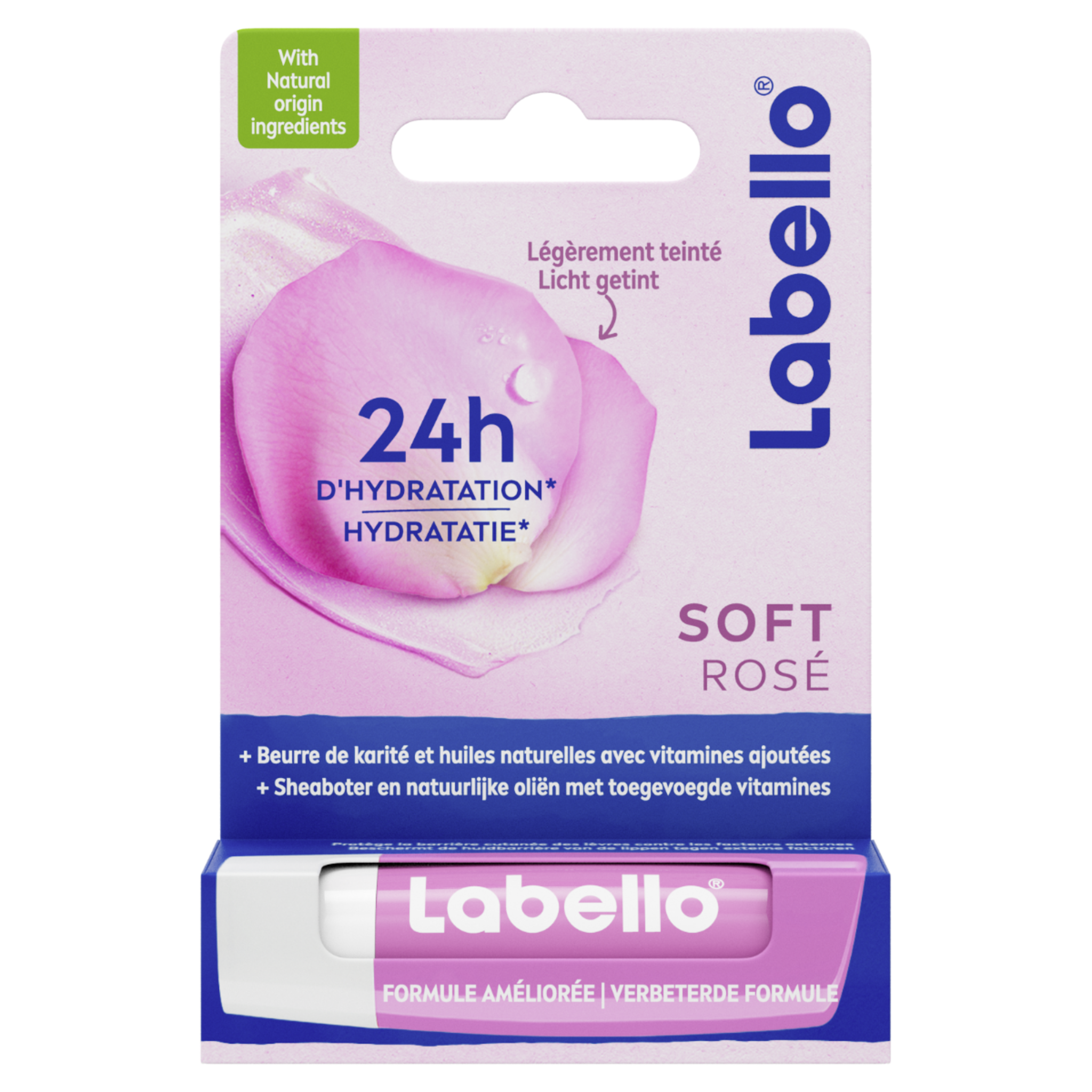 Labello Soft Rosé Licht Getint 24u Hydratatie Lippenbalsem