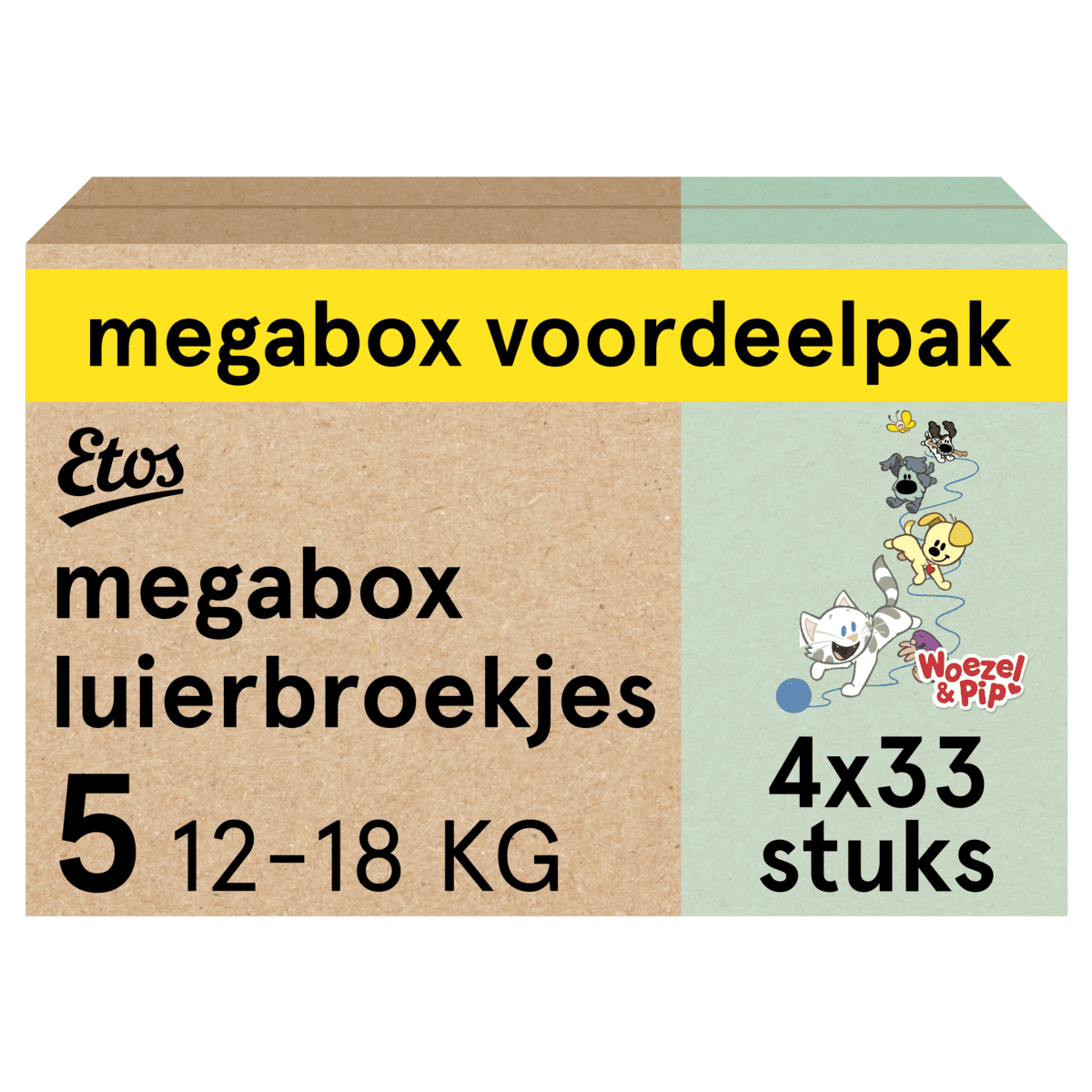 Etos Woezel & Pip Luierbroekjes Junior Maat 5 12 -18 kg Megabox 4x33 stuks