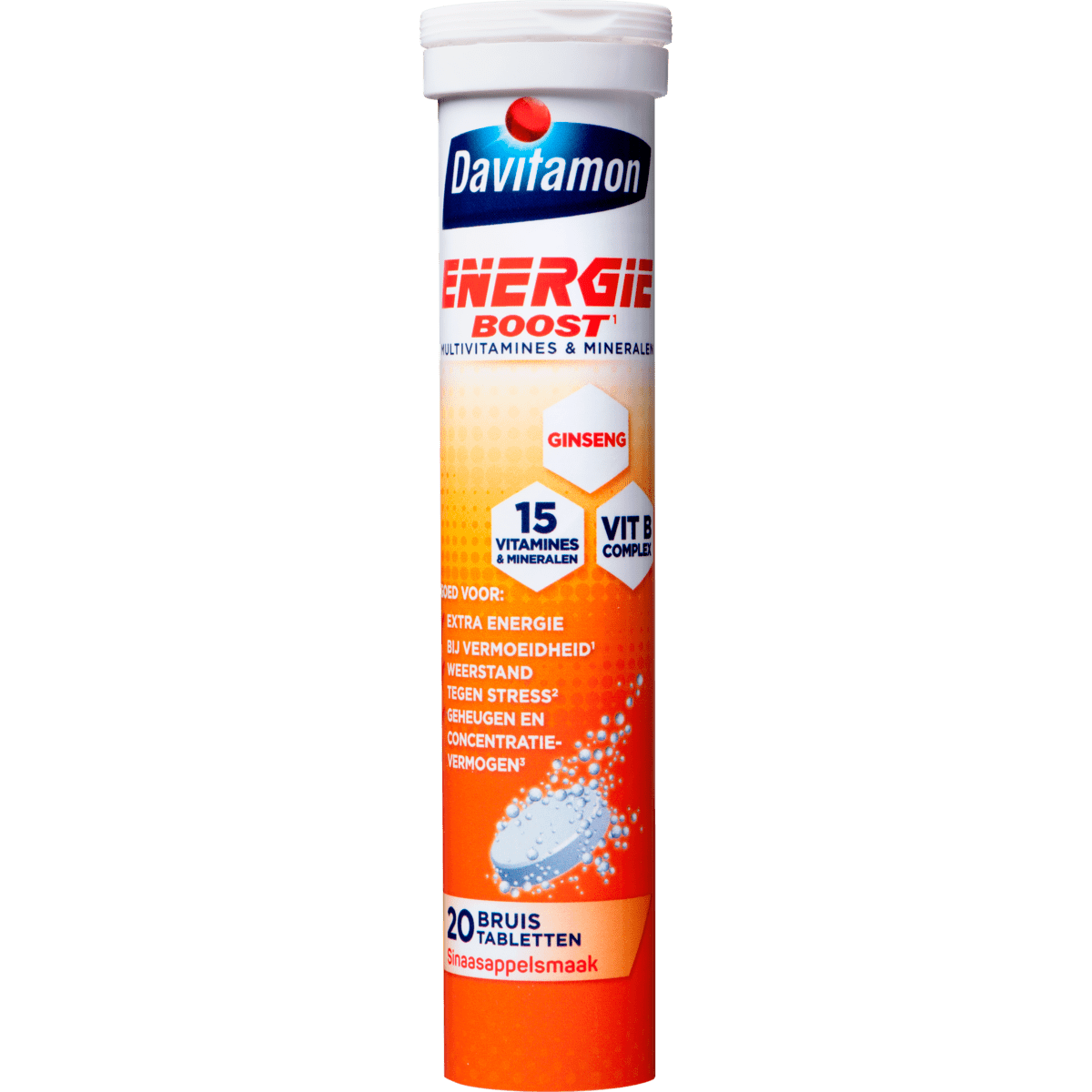 Davitamon Energie Boost Ginseng Bruistabletten Met Sinaasappelsmaak 20 stuks