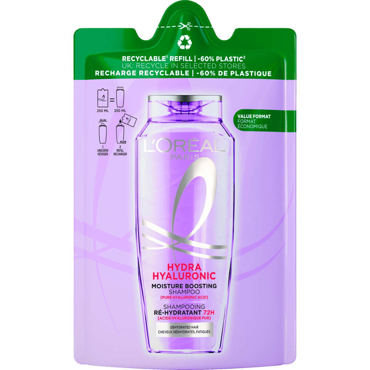 L'Oréal Paris Elvive Refill Hydra Hyaluronic Shampoo Navulling 250 ML