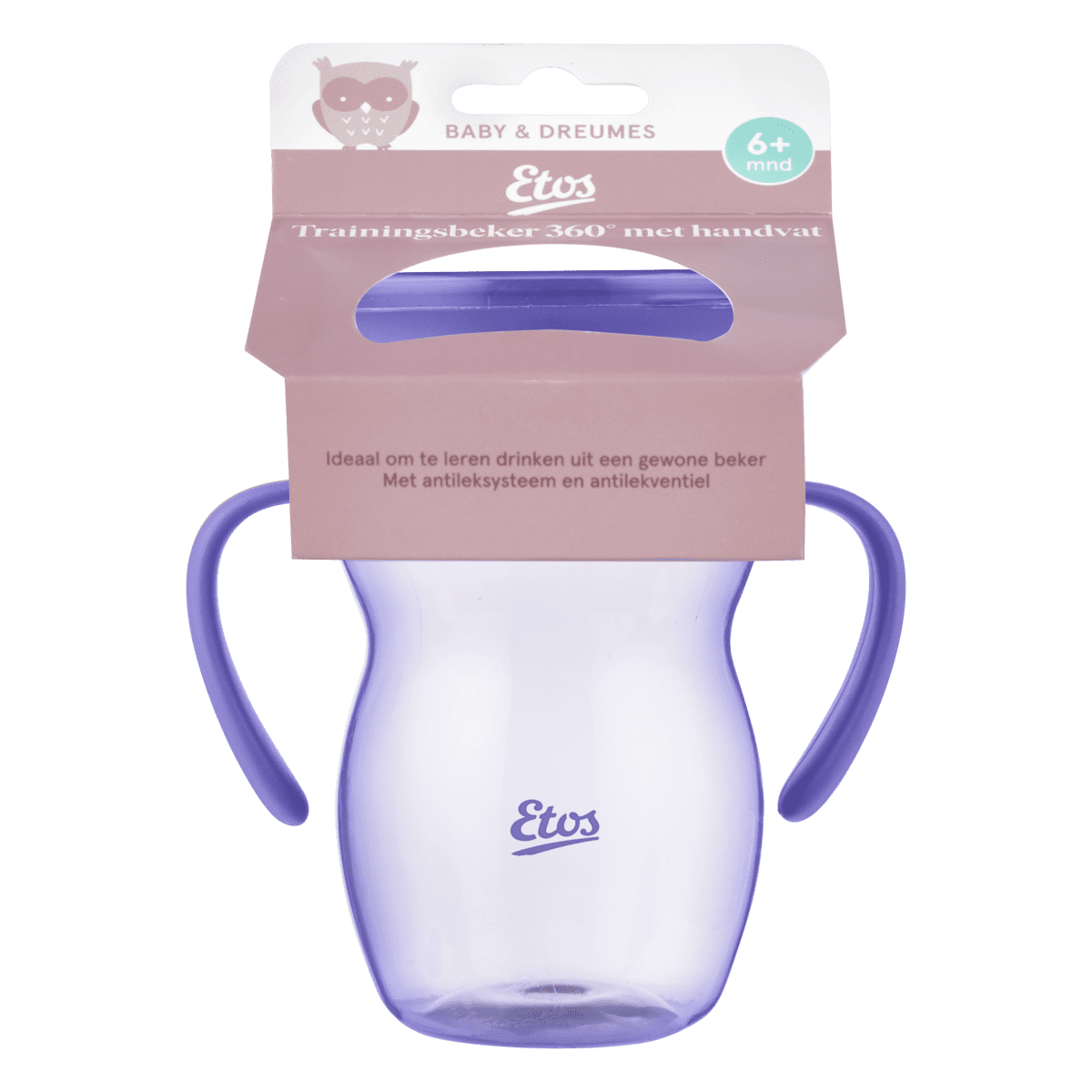 Etos 360° Trainingsbeker Met Handvaten Paars 270 ML