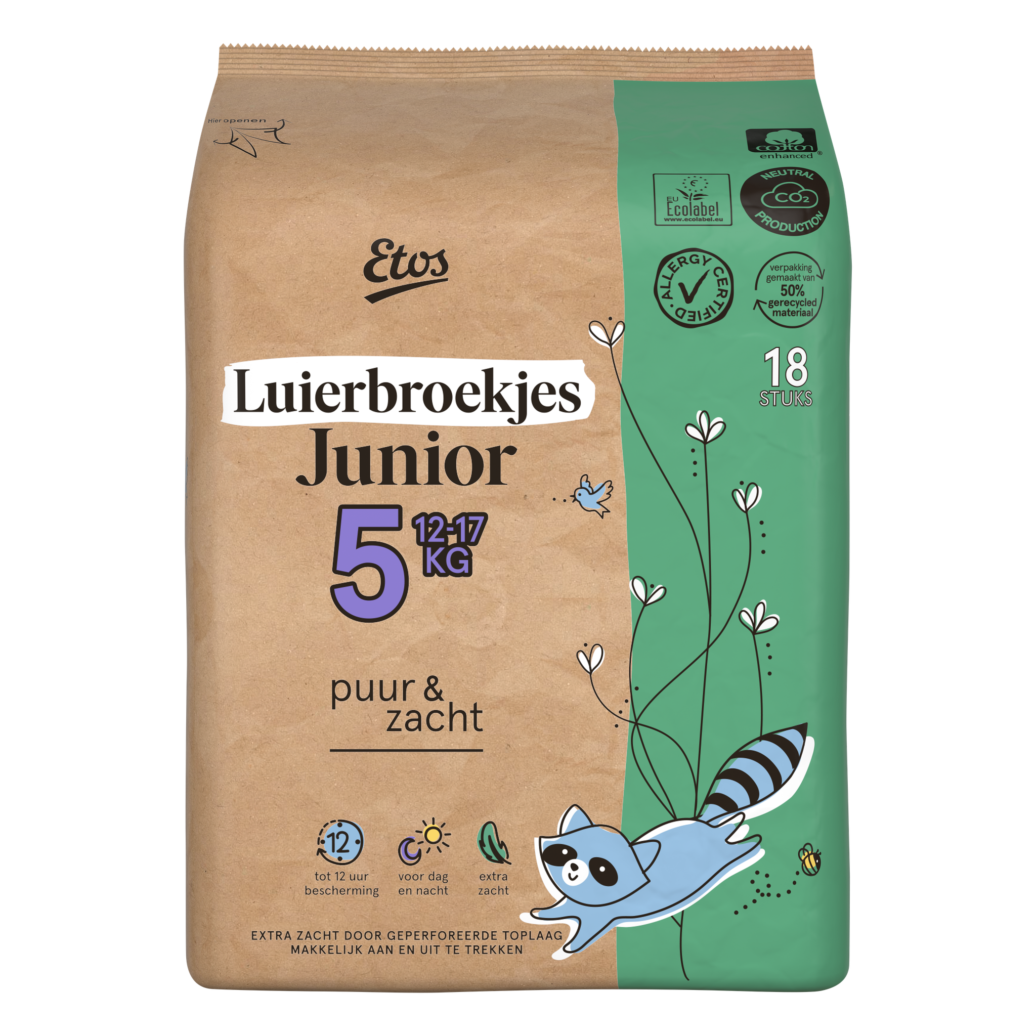 Etos Puur & Zacht Luierbroekjes Junior Maat 5 12-18 kg 18 stuks