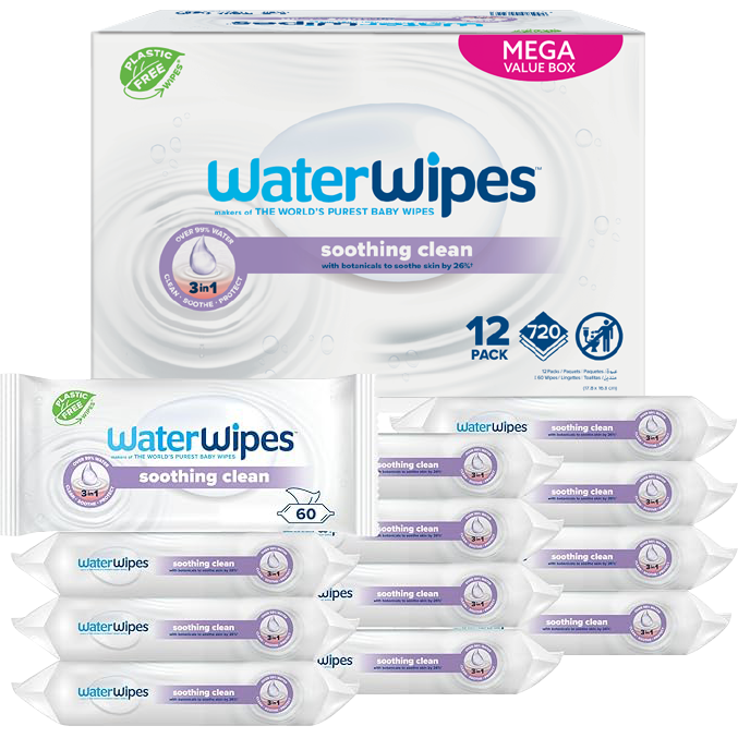 WaterWipes Soothing Clean Billendoekjes 12x60 stuks
