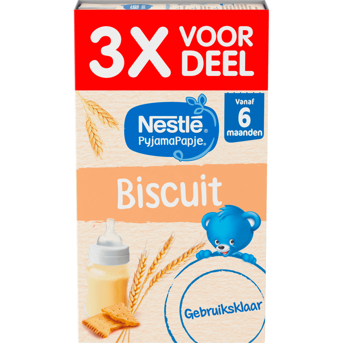 Nestlé Baby PyjamaPapje Biscuit 6+ Maanden 3x250 ML