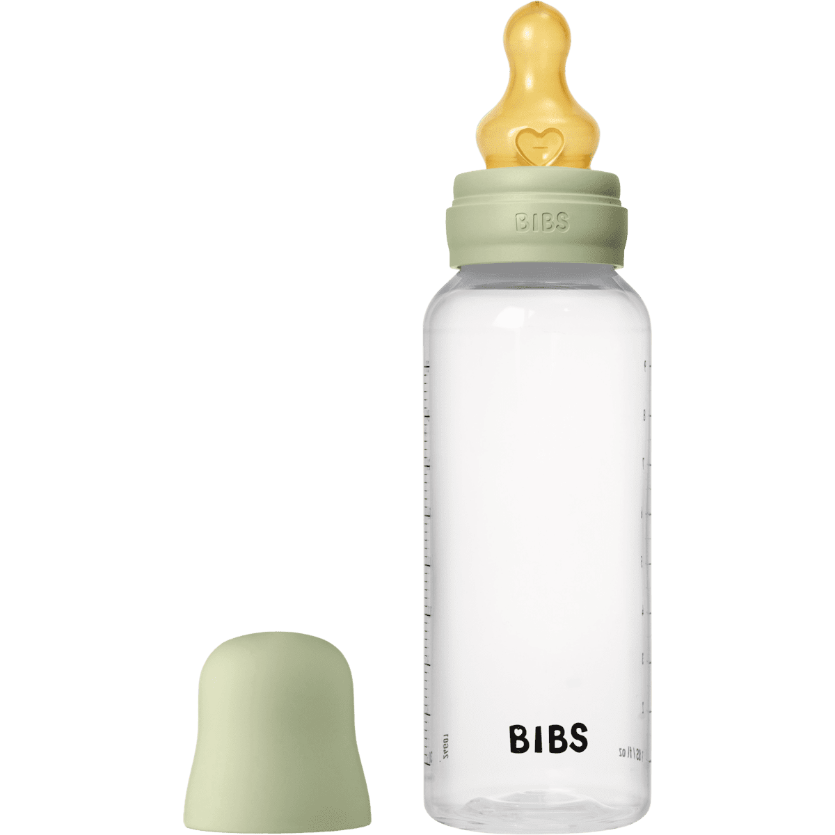 BIBS Babyfles Medium Flow Latex Sage incl. opvouwbaar trechtertje 270 ML