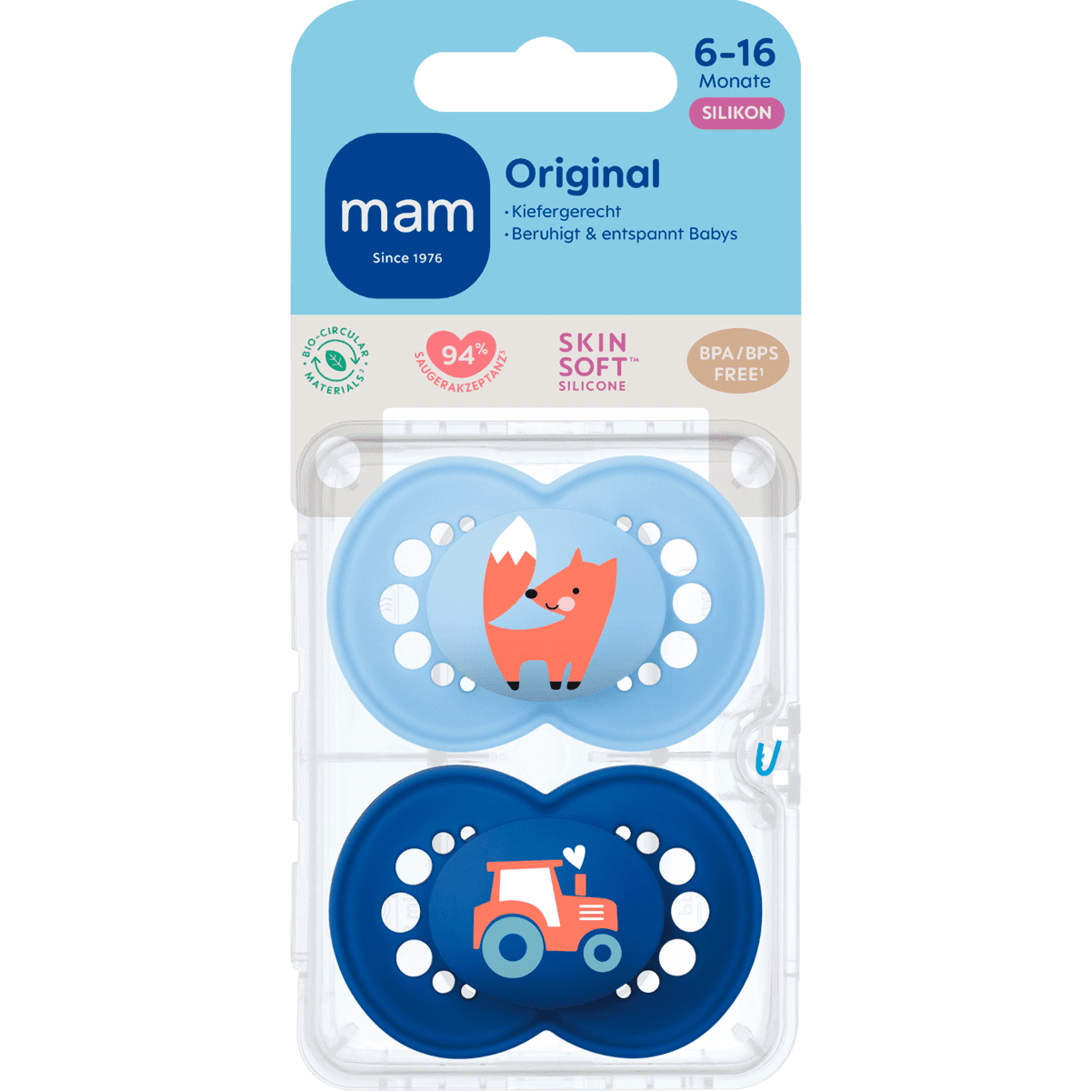 MAM Original Fopspeen 6-16 Maanden Blauw 2 stuks
