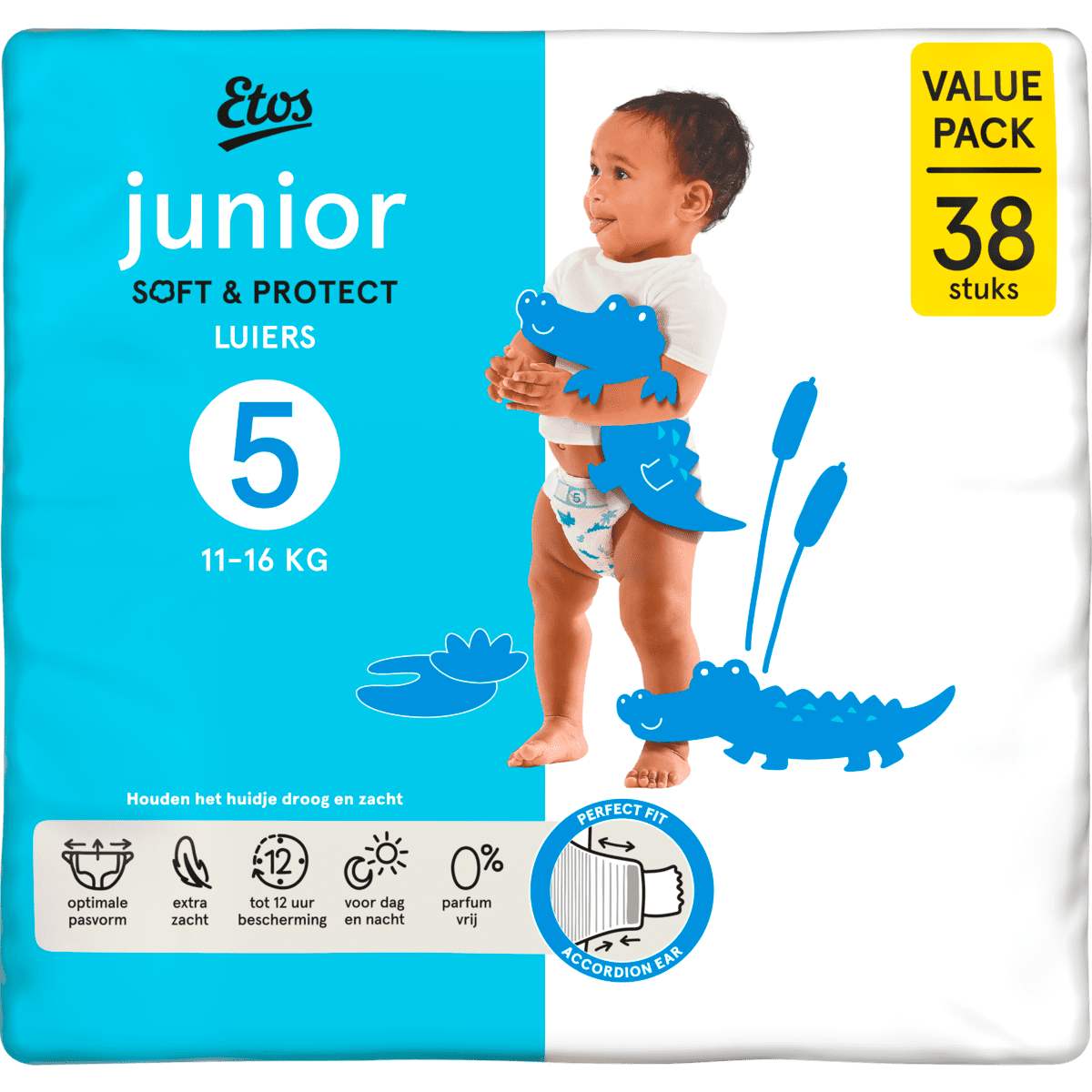 Etos Luiers Junior Maat 5 11-16 kg Value Pack 38 stuks