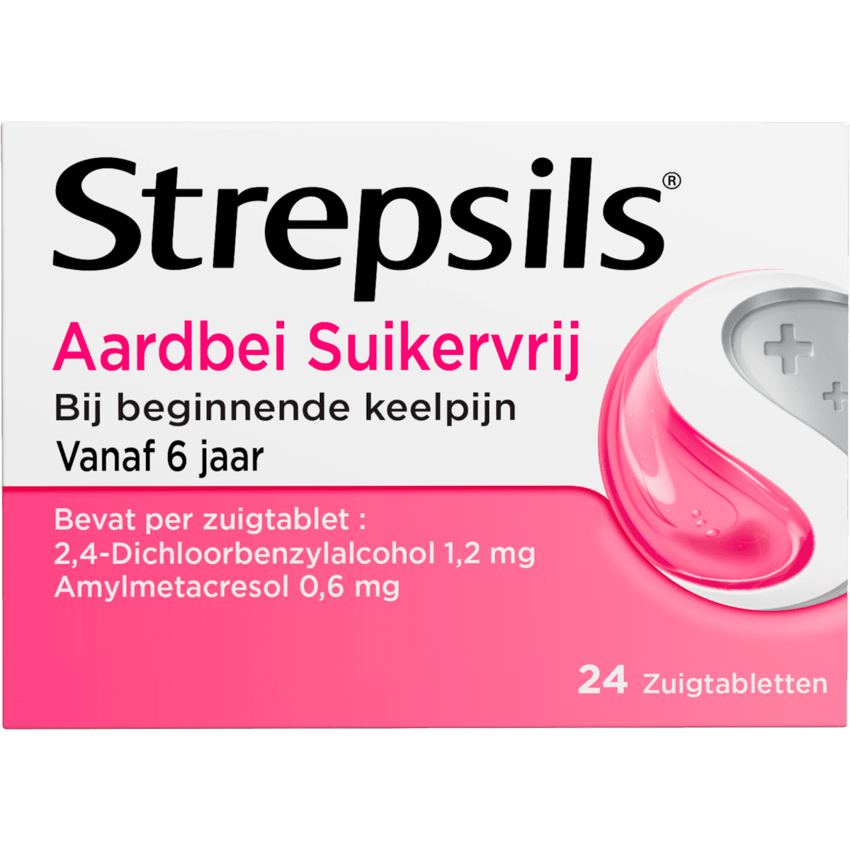 Strepsils Keeltabletten Aardbei Suikervrij 24 stuks