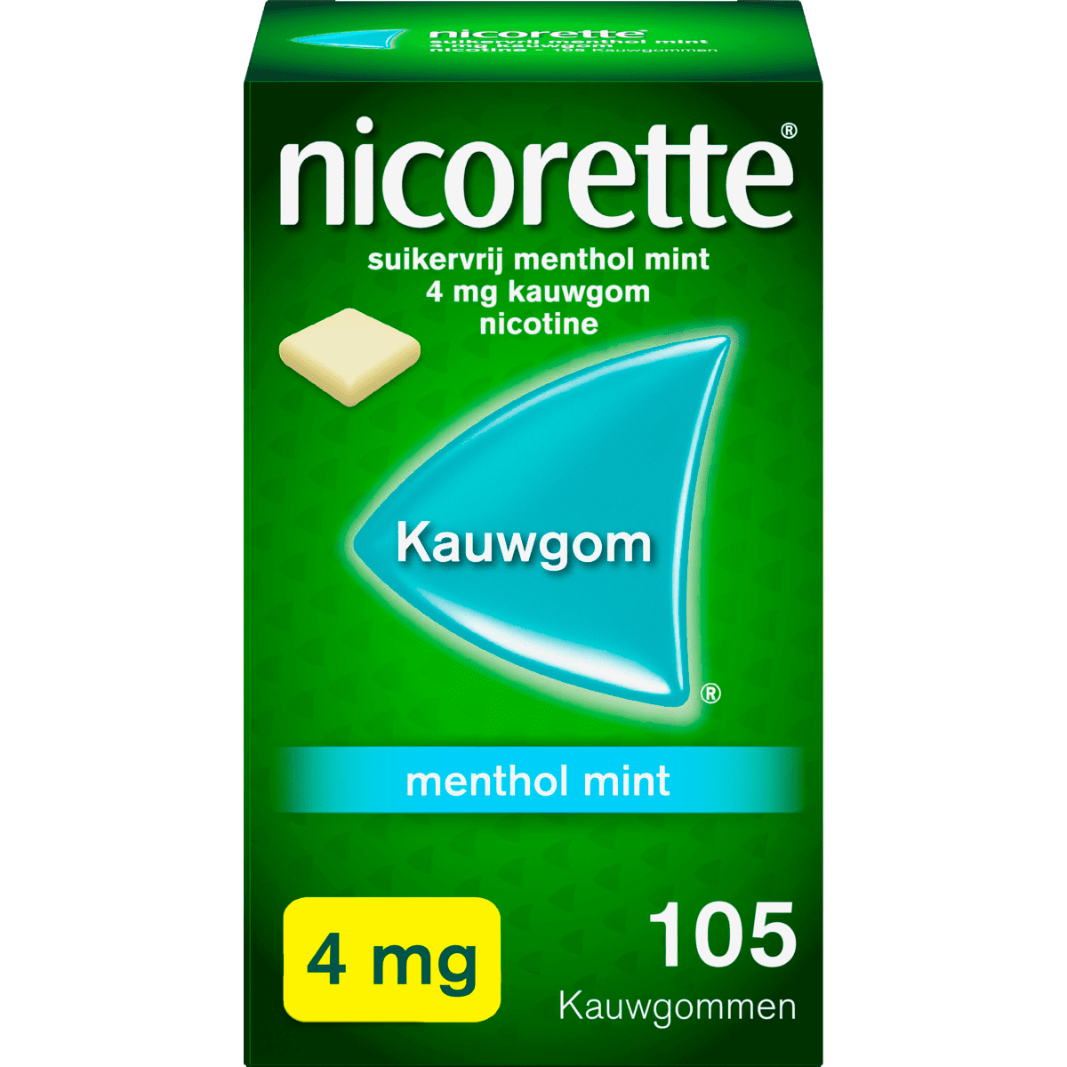 Nicorette Kauwgom Stoppen met Roken Menthol Mint 4 MG Nicotine 105 Stuks
