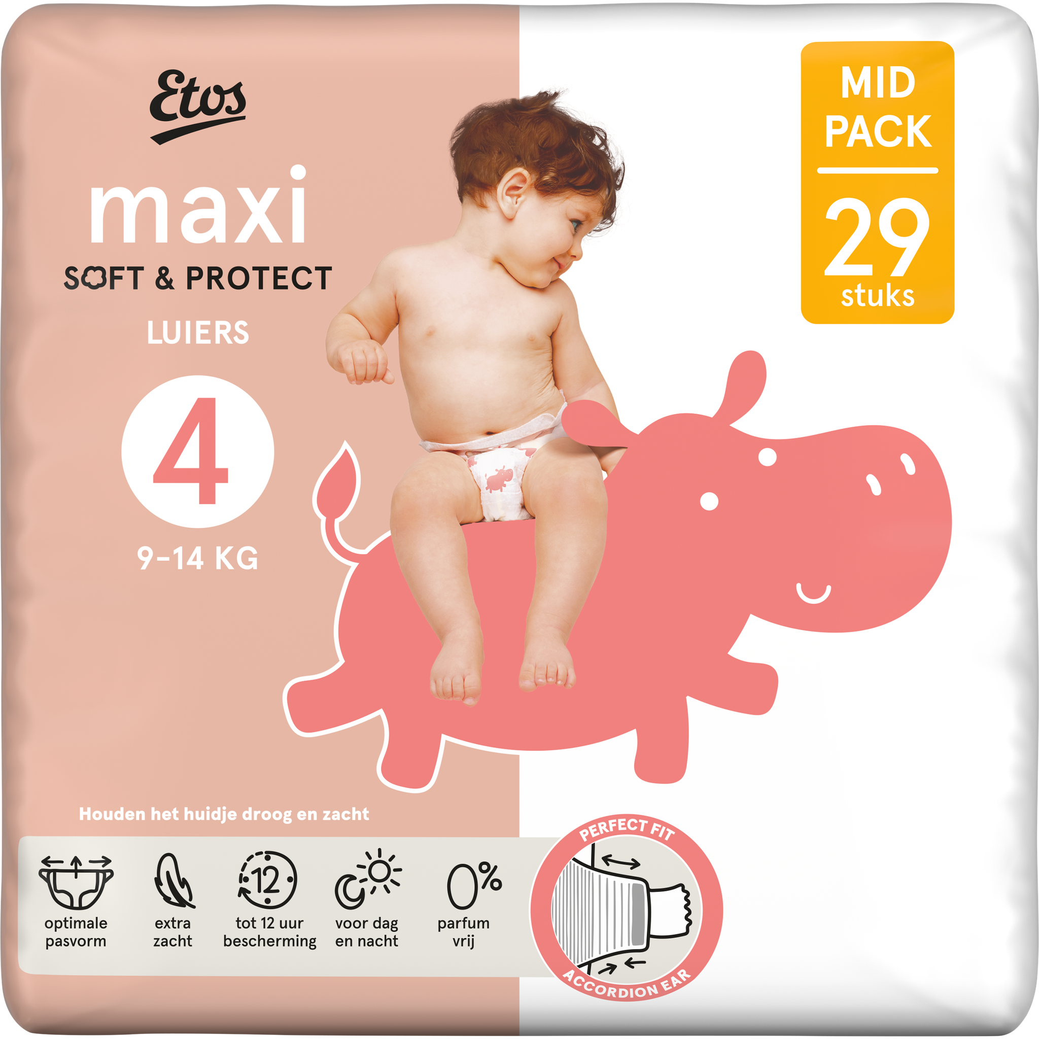 Etos Luiers Maxi Maat 4 9-14 kg Mid Pack 29 stuks