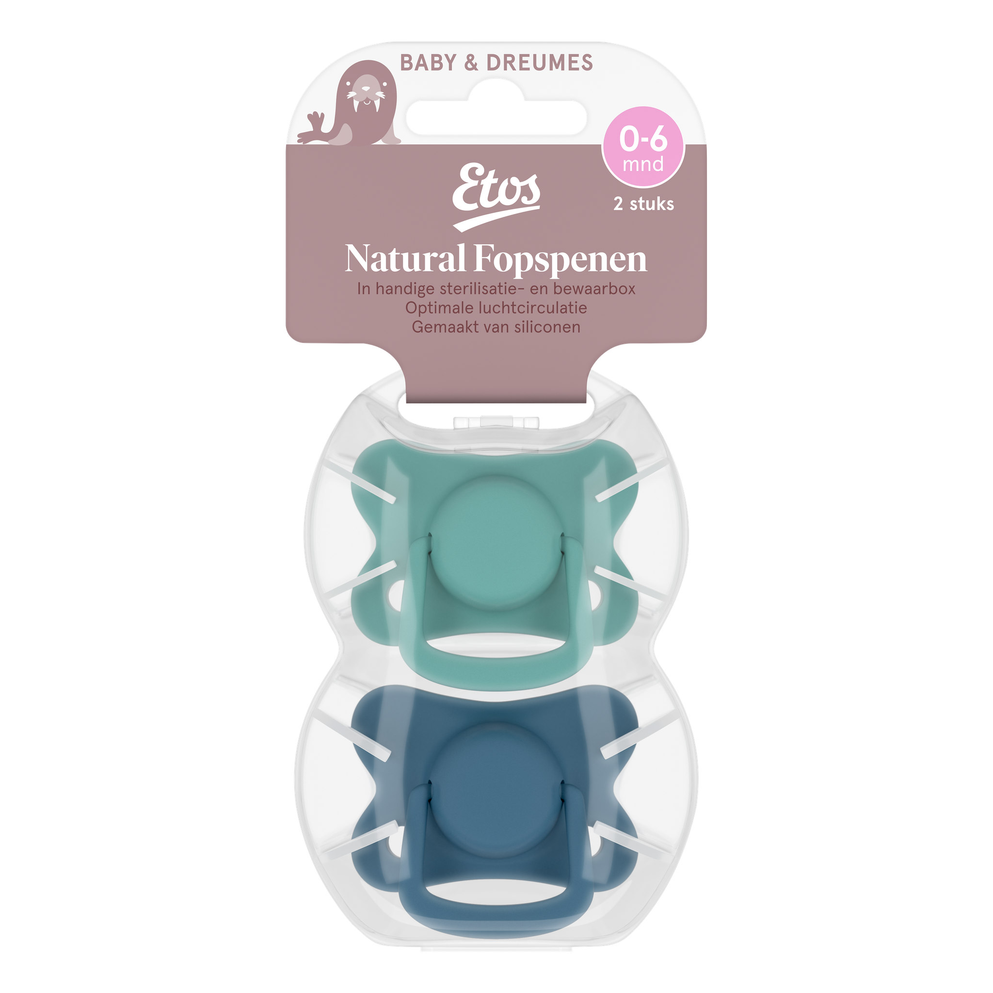 Etos Fopspeen 0-6 Maanden Groen/Blauw 2 stuks
