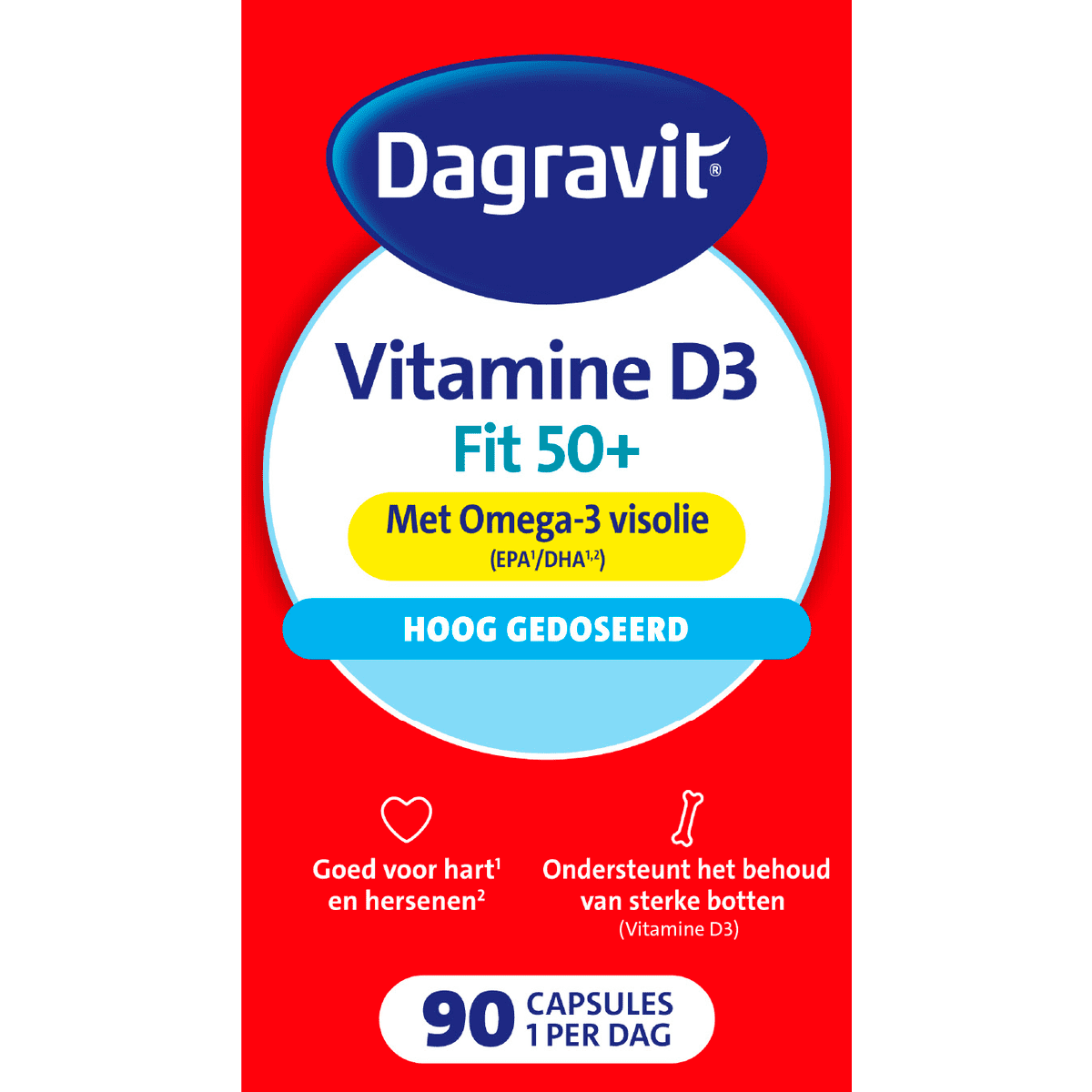 Dagravit Vitamine D3 Fit 50+ met Omega 3 en Visolie Capsules 90 stuks