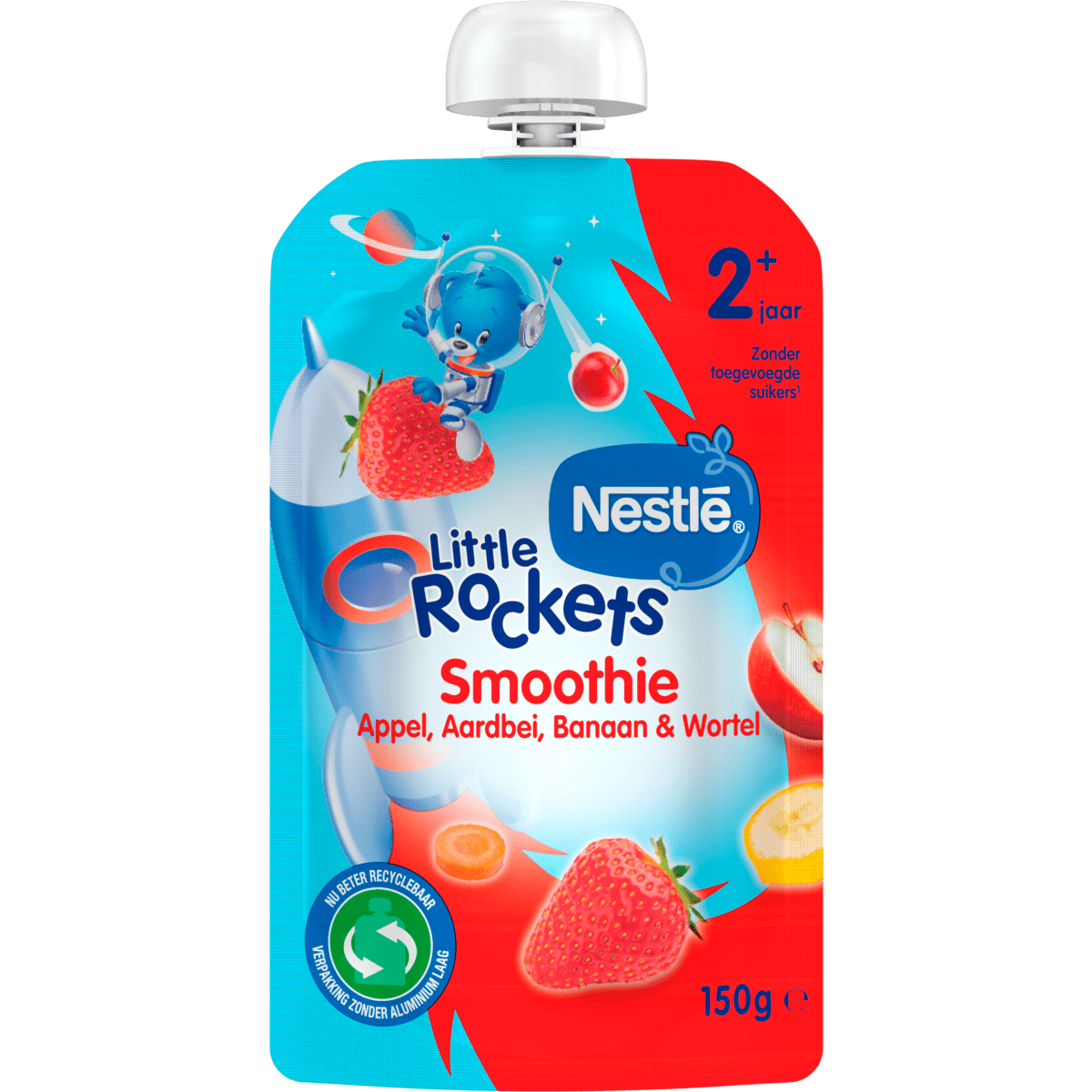 Nestlé Little Rockets Smoothie Aardbei Appel Banaan Wortel 2+ Jaar 150 gram