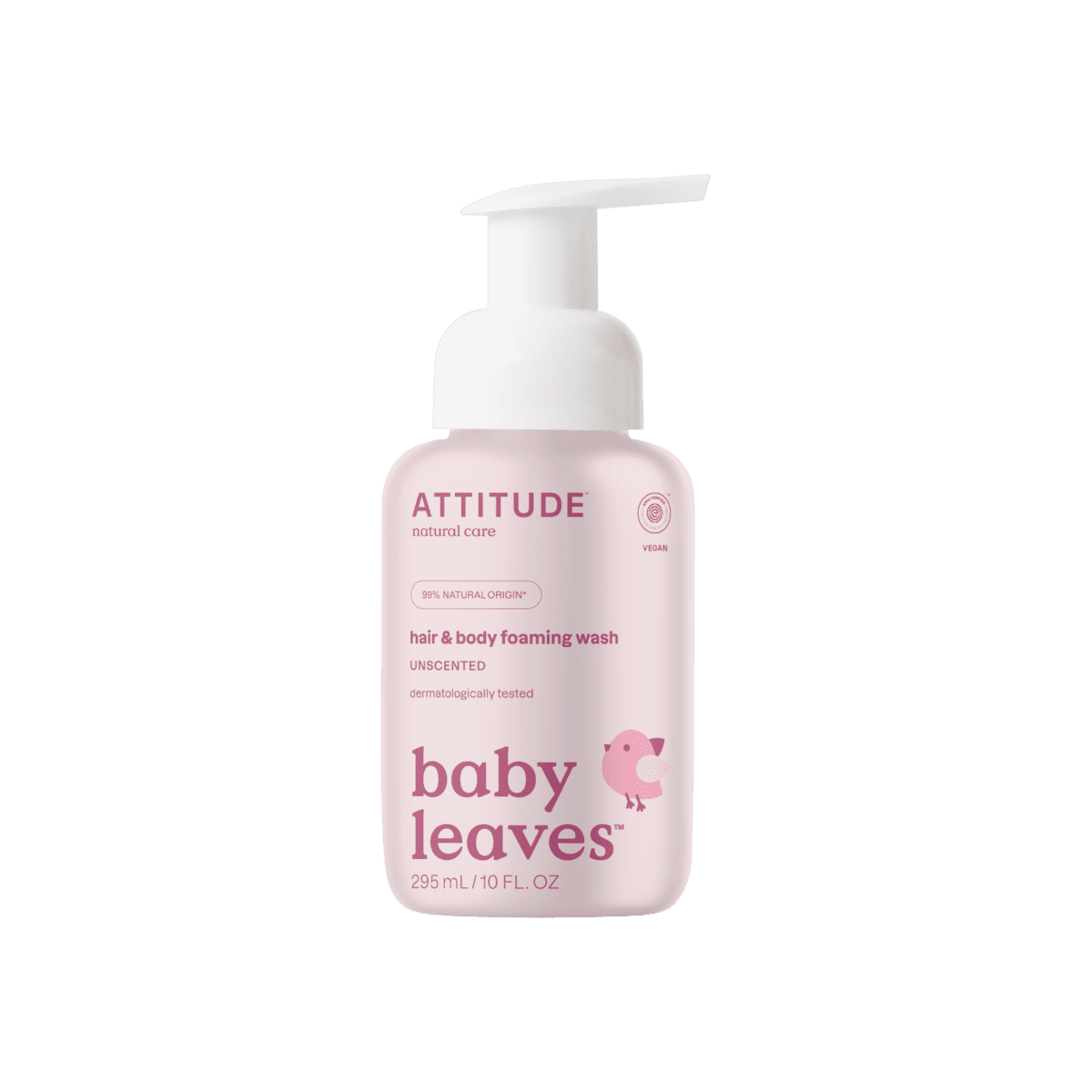 ATTITUDE Baby Leaves 2-in-1 Unscented Haar & Body Foaming Zeep 295 ML