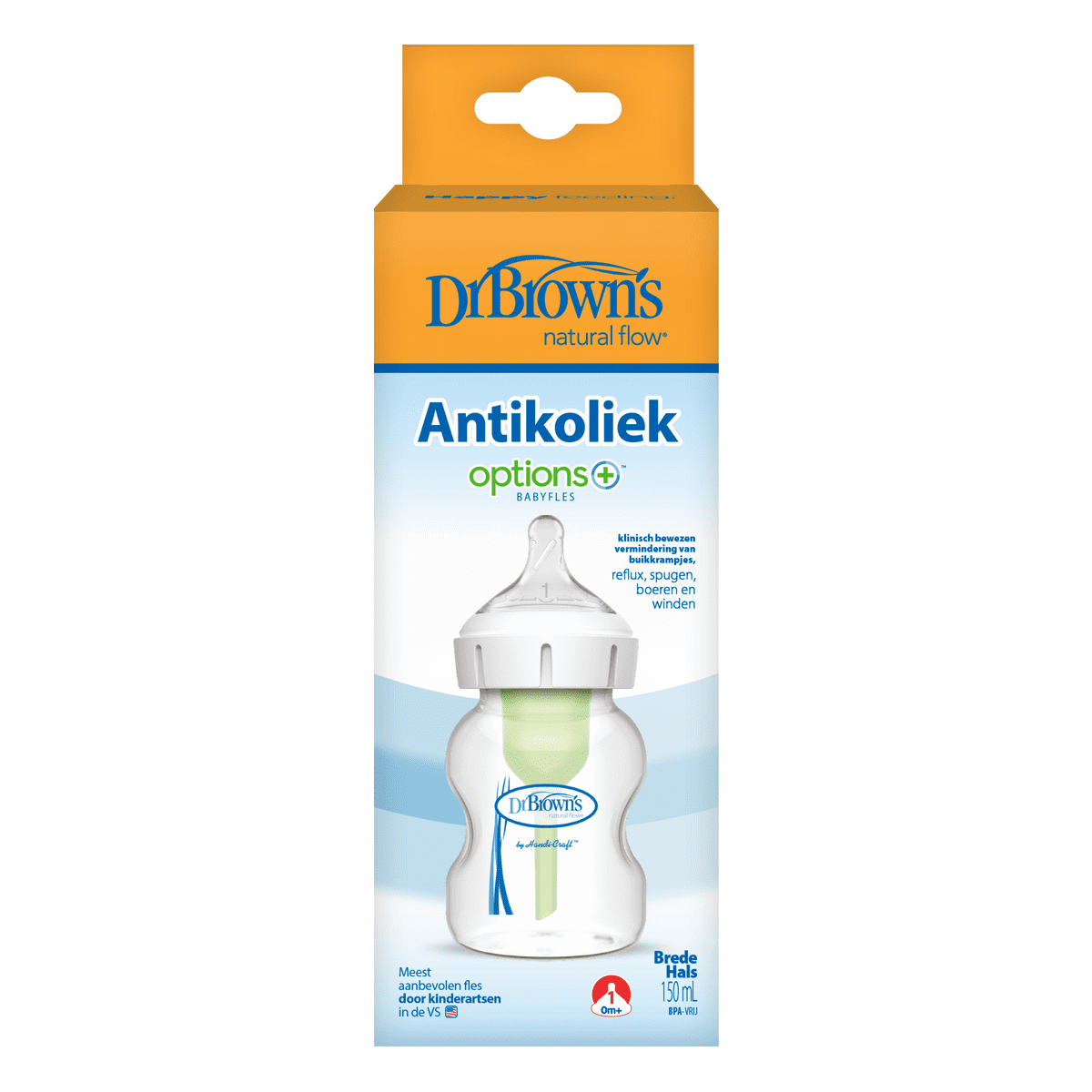 Dr. Brown’s Options+ Anti-Colic Brede Halsfles 150 ML