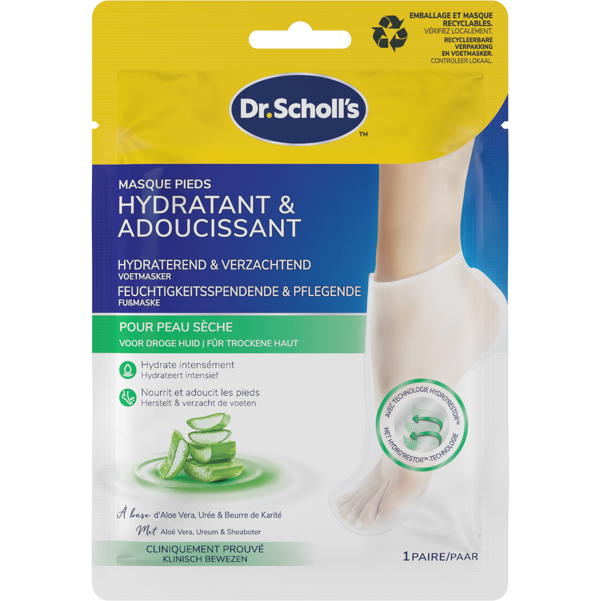 Dr.Scholl's Hydraterend & Verzachtend Voetmasker Aloe Vera 1 paar