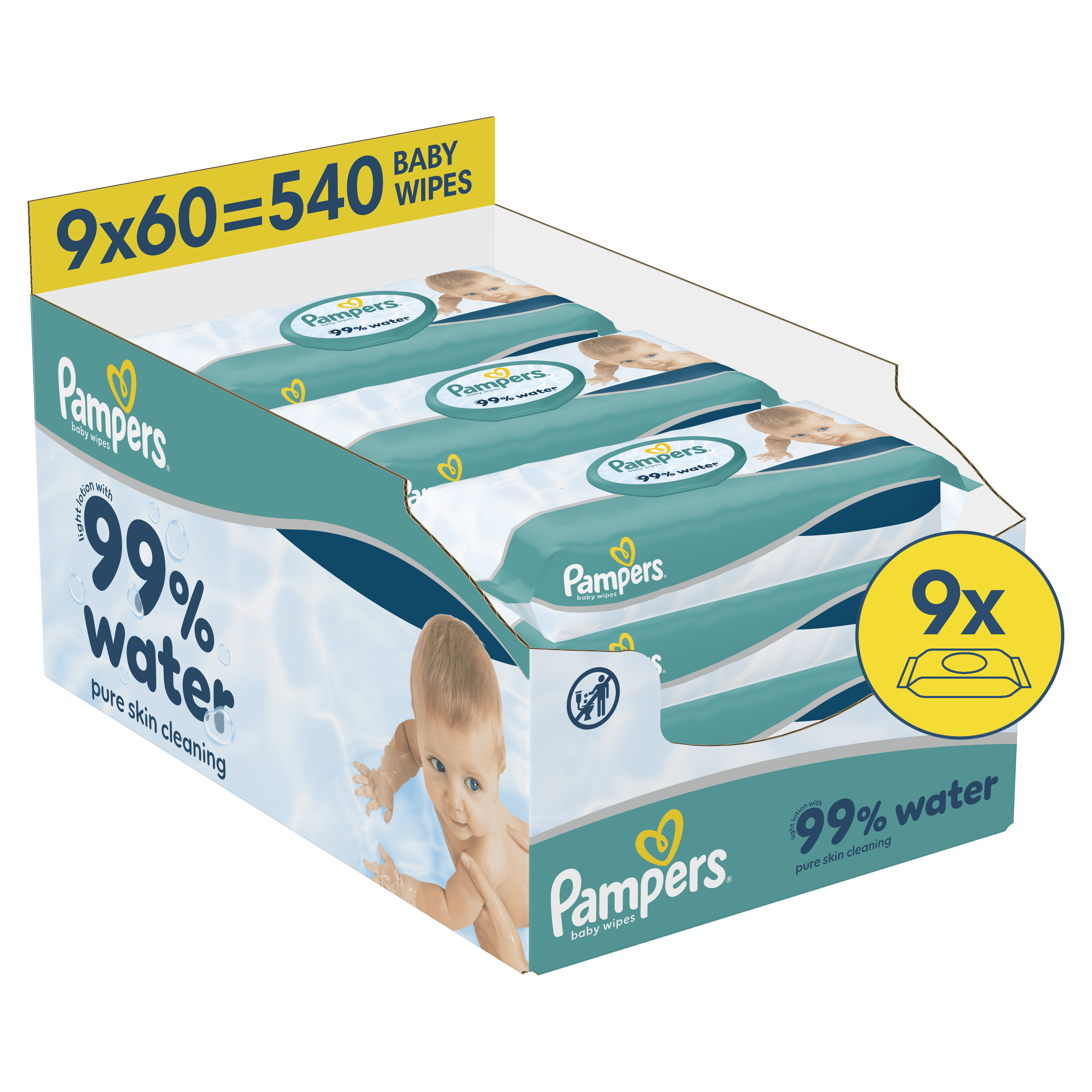Pampers 99% Water Billendoekjes 9x60 stuks