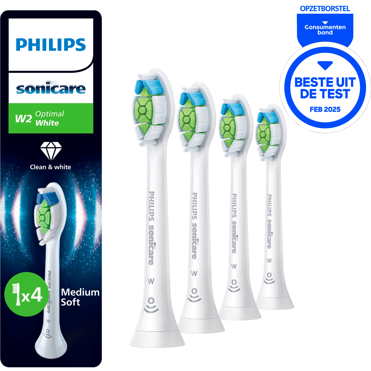 Philips Sonicare Optimal White Opzetborstels Wit HX6064/87 4 stuks