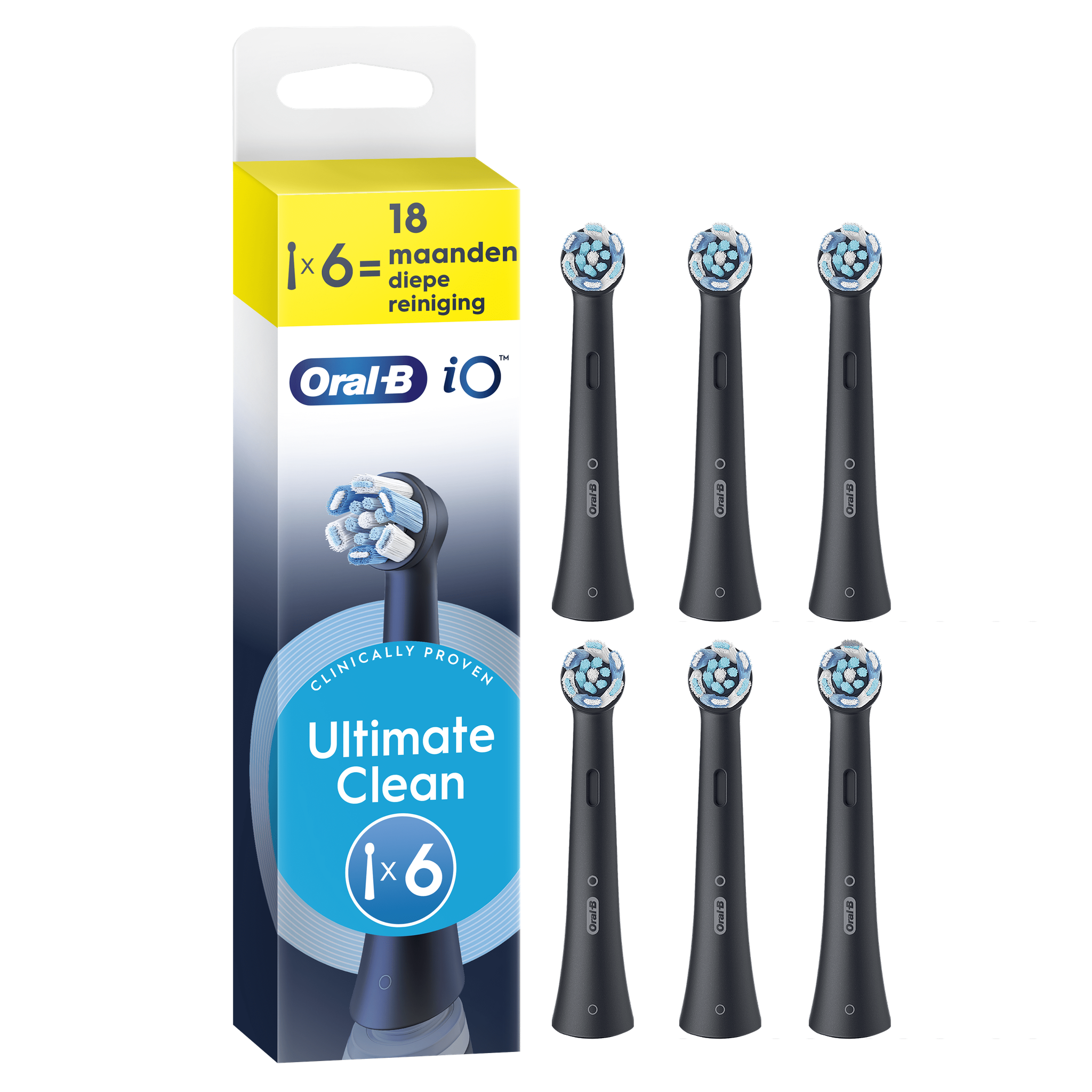 Oral-B iO Ultimate Clean Opzetborstels Zwart 6 Stuks