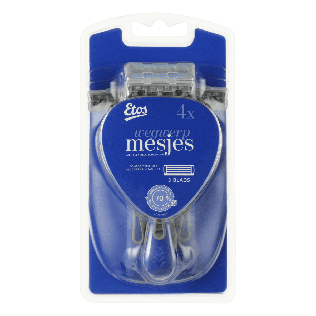 Etos 3-Blads Wegwerpmesjes Blauw 4 stuks