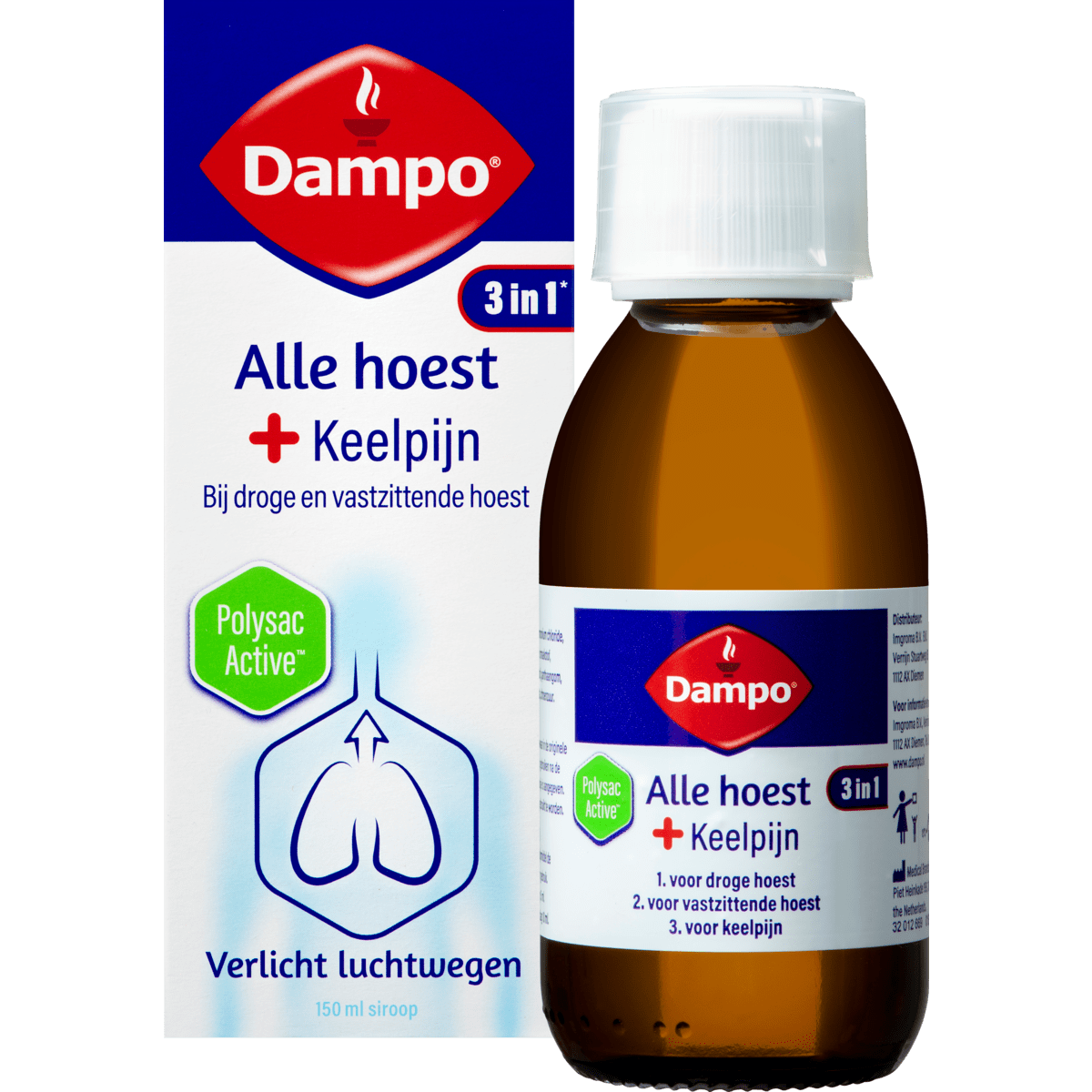 Dampo Alle Hoest + Keelpijn 3 In 1 150 ML