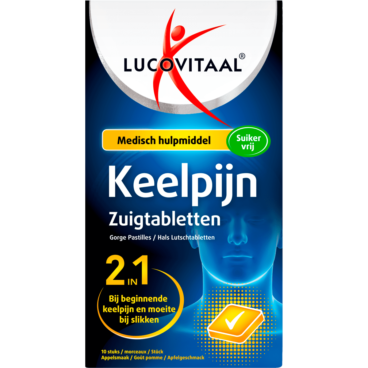 Lucovitaal Keelpijn Zuigtabletten Suikervrij 10 stuks