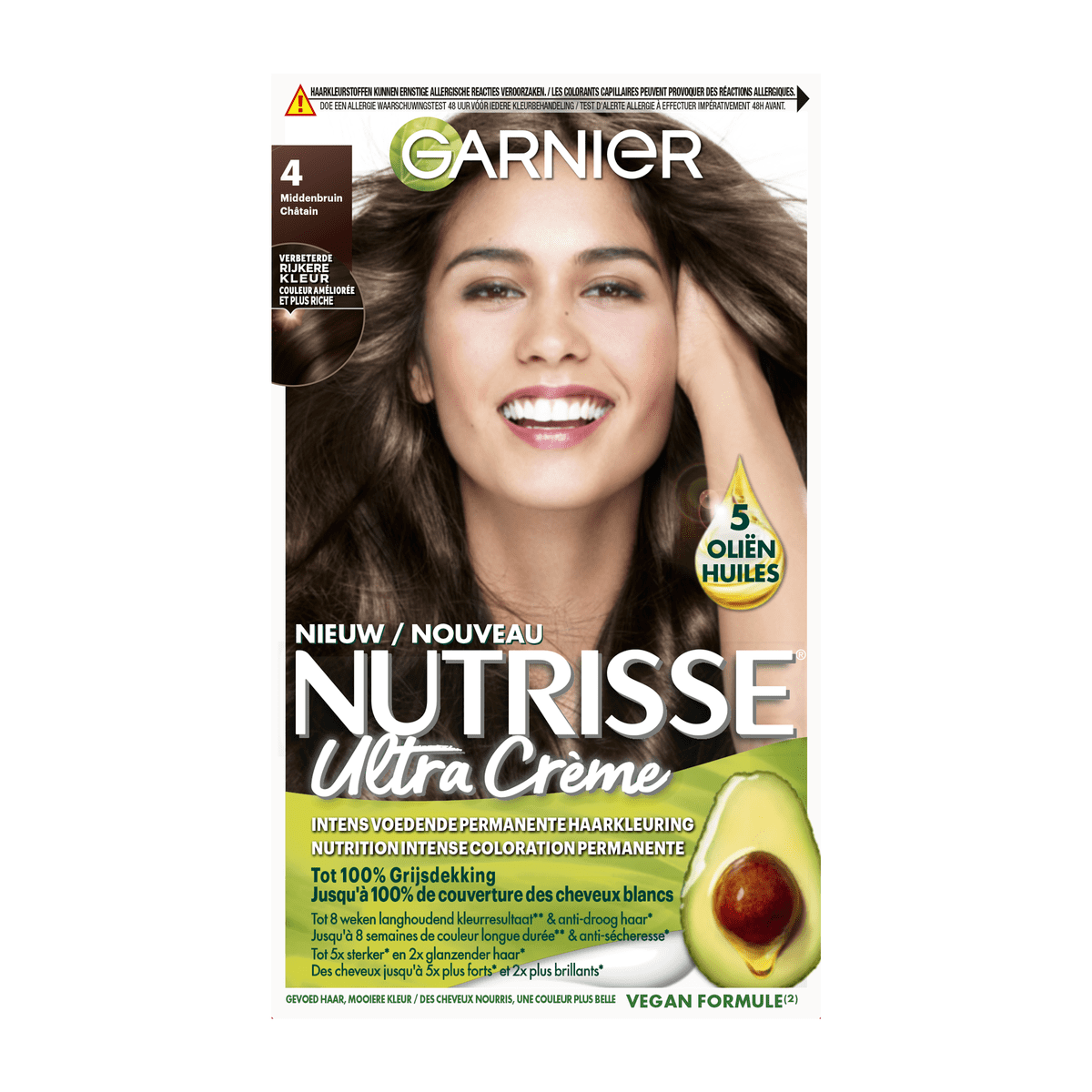 Garnier Nutrisse Crème Permanente Haarverf 4 Middenbruin