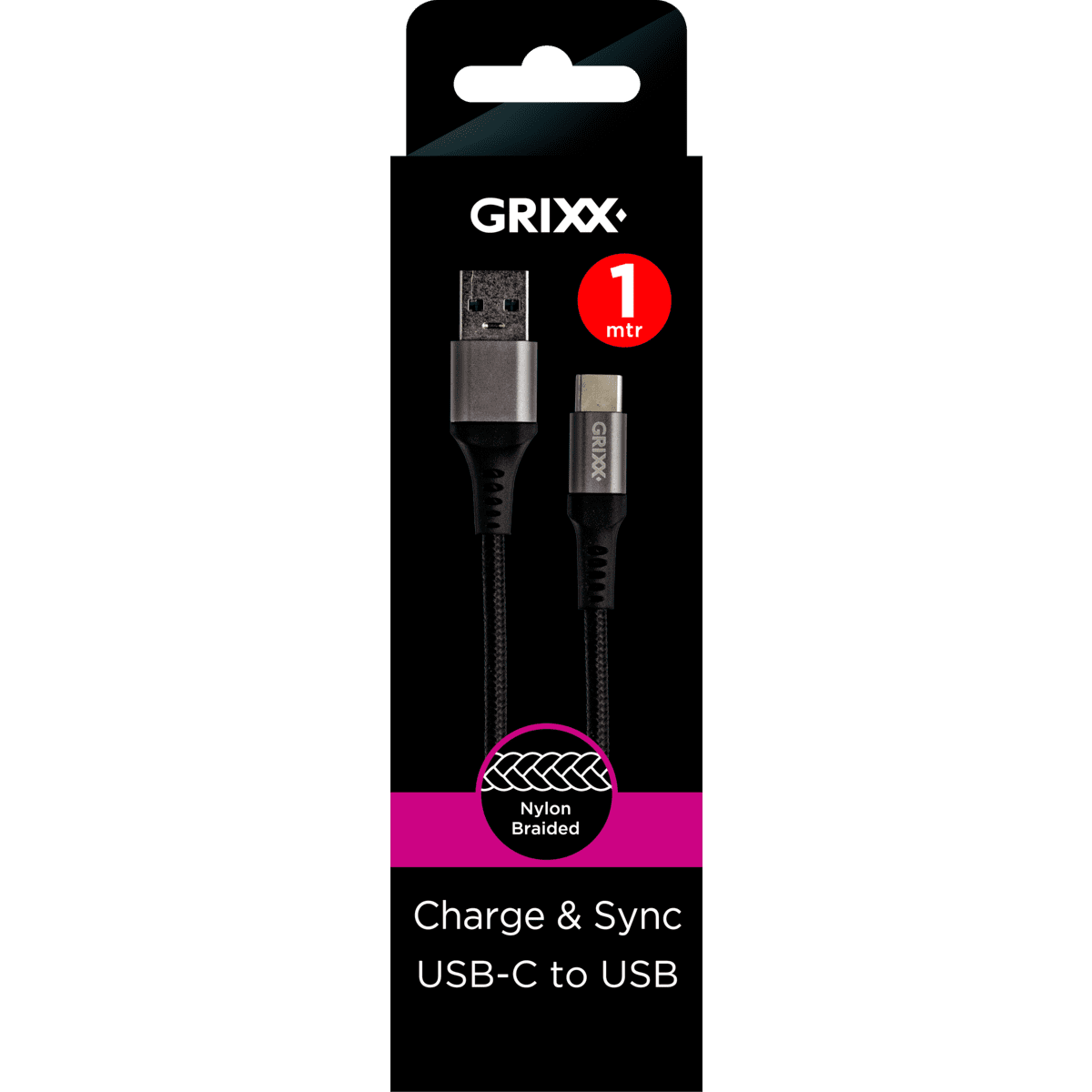 Grixx USB-C to USB-A 1M Black
